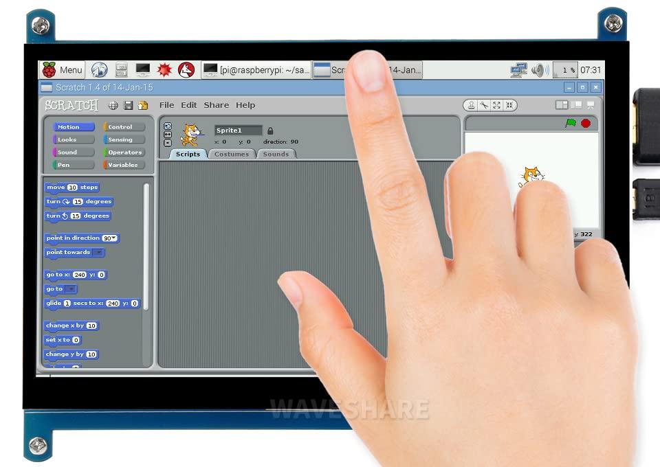 waveshare waveshare 7inch HDMI LCD IPS Capacitive Touch Screen 1024600 Display Monitor for All Rev Raspberry Pi 4B/3B+/3B/2B/B+/A+/Zero,BeagleBone Black Windows 10/8.1/8/7