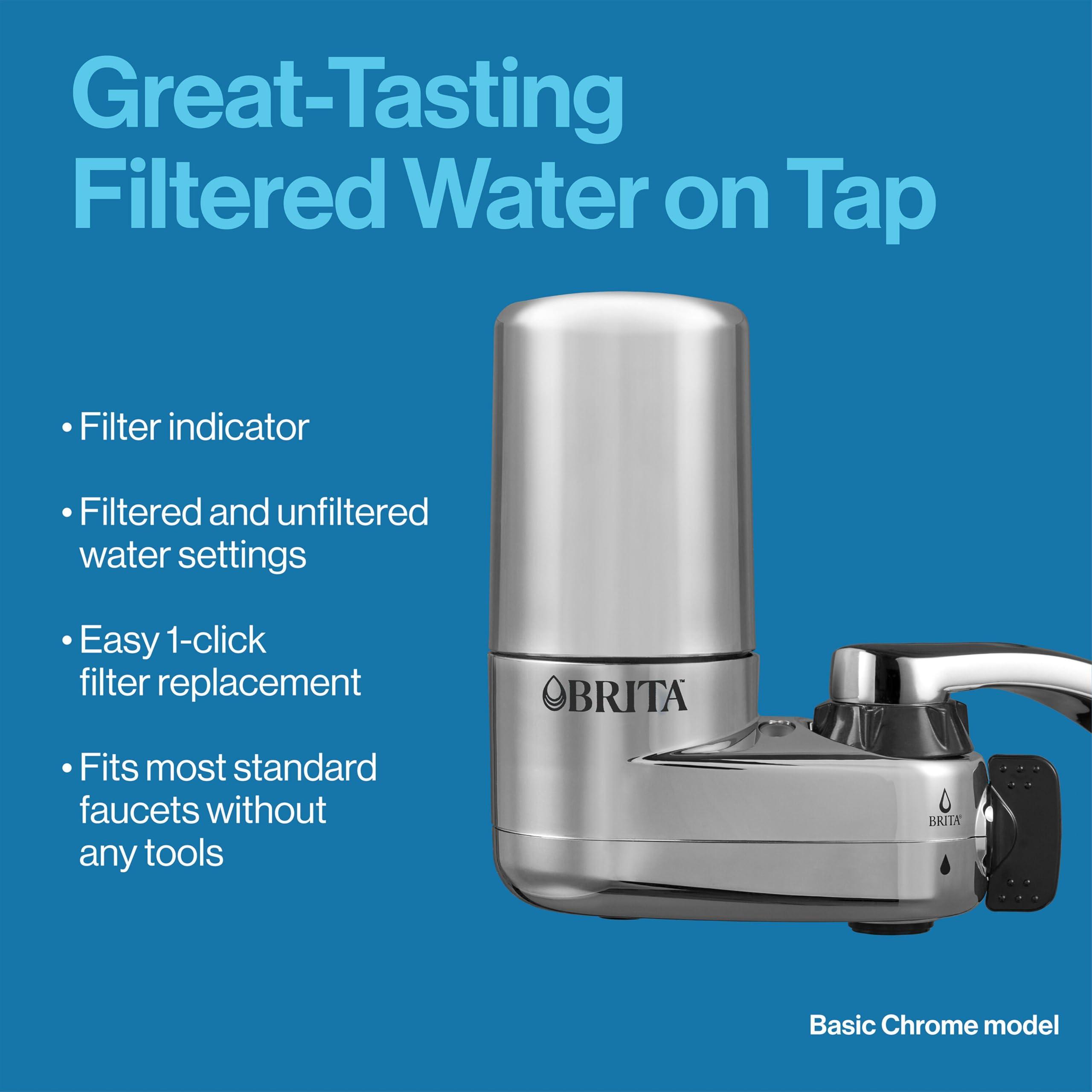Brita Brita Faucet Mount Water Filter for Sink, Removes 99% of Lead, Elite Filtration System, Includes 1 Replacement Filter, Chrome
