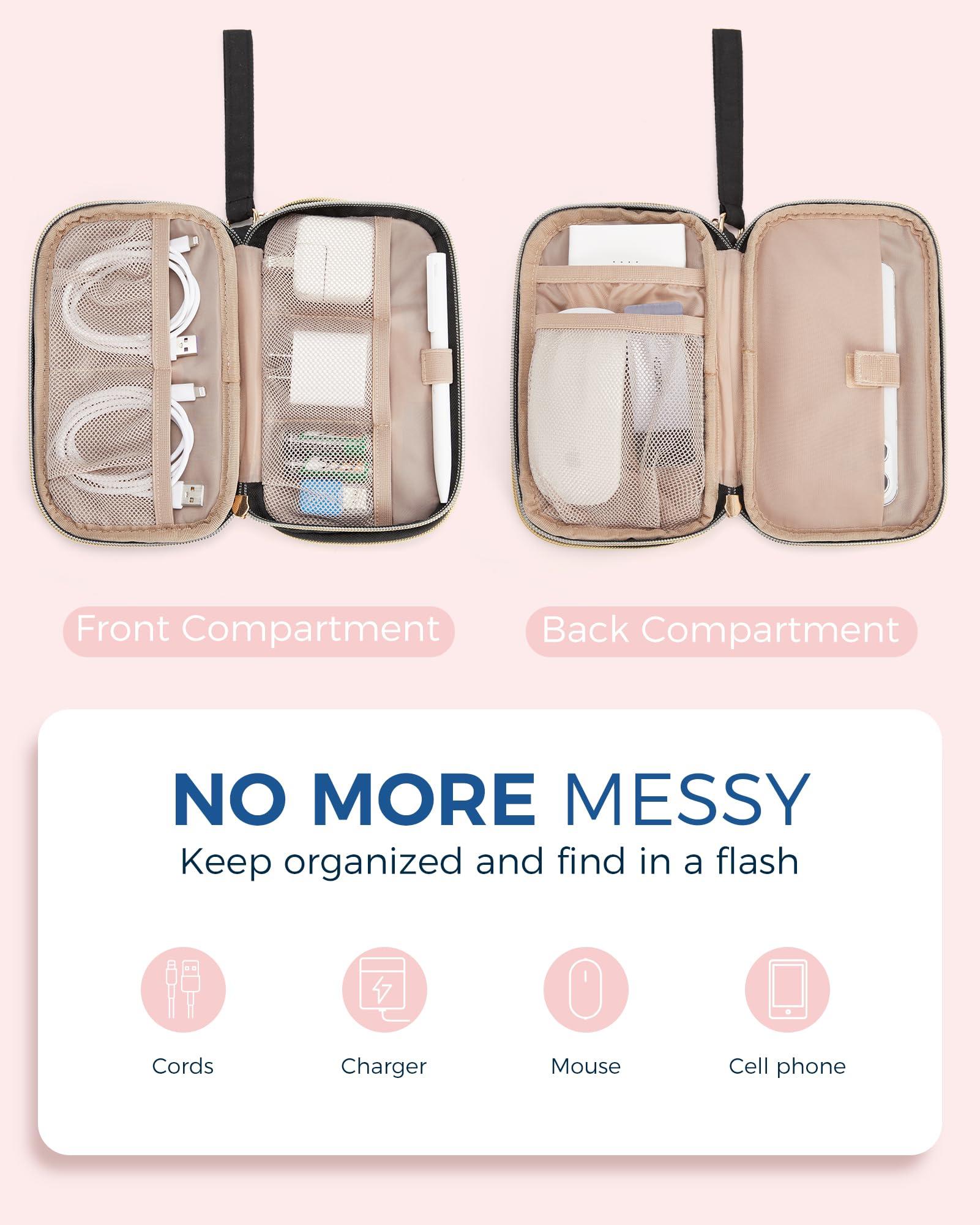 BAGSMART BAGSMART Electronic Cord Cable Organizer Travel Bag Case, Double Layers Tech Electronic Bag, Essentials for Charger, Cable, Phone, Flash drive, Black