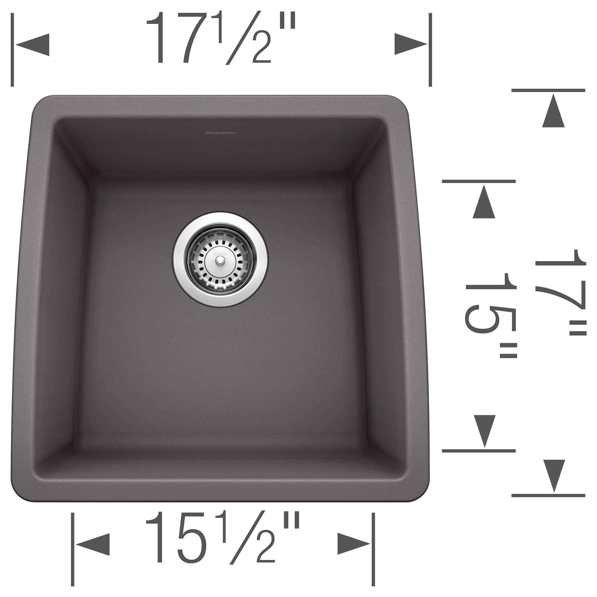 BLANCO BLANCO, Cinder 441475 PERFORMA SILGRANIT Undermount Bar Sink, 17.5" X 17"