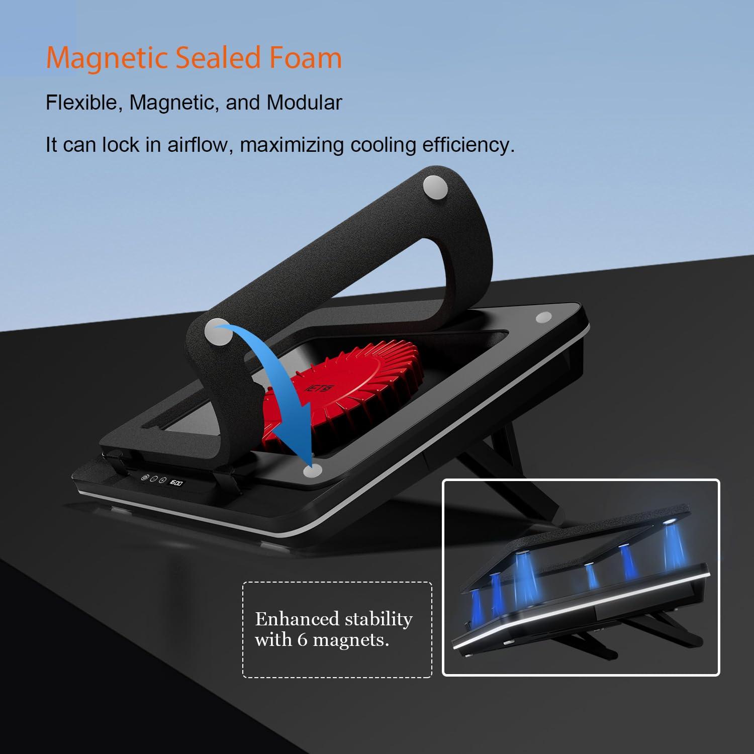 IETS IETS GT600 Laptop Cooling Pad Equipped Gigantic Turbo-Fan5.5inch Diameter,Sealed Foam for Rapid Cooling Gaming Laptop,14.1-19.3 inch Laptop Cooler with adjustable brackets,Dust Filter,touch start
