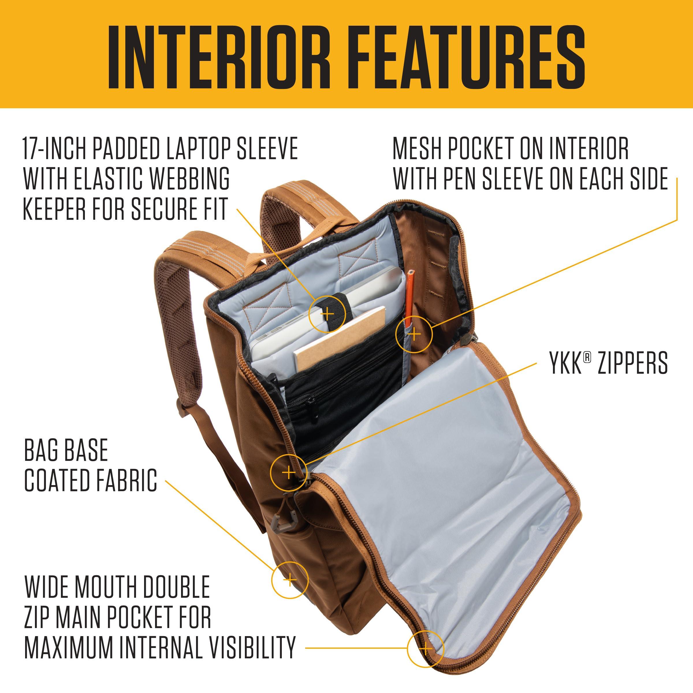 Carhartt Carhartt 21L Top-Load Backpack, Durable Water Resistant Coated Canvas Base W/ 17" Laptop Sleeve, Brown, One Size