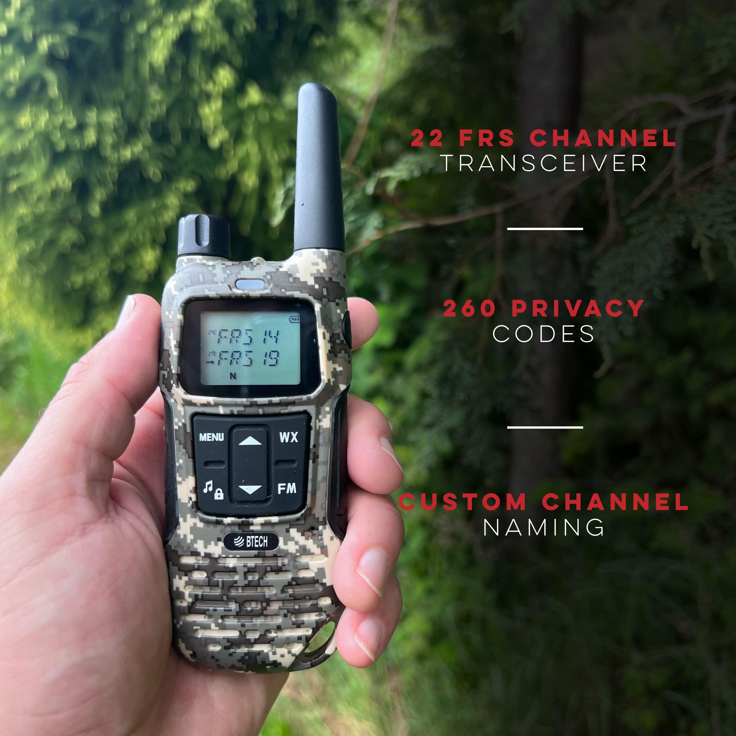 BTECH BTECH FRS-A1 2 Pack FRS CAMO Walkie Talkies, NOAA, High Output Two-Way Radio. USB-C Charging, Built in Flashlight, FM Radio, NOAA, and More