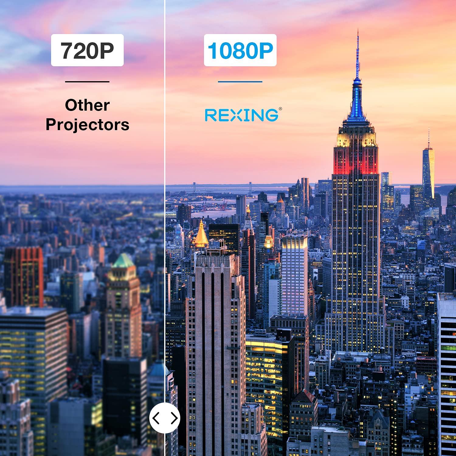 REXING REXING PRD615 Smart Home Projector 750 ANSI Lumens HD, Autofocus,3D Video,HDMI,Duo USB 2.0,WiFi, 40-150 inch DLP Projector, Miracast,App Store,Google Play,Chrome,Youtube, Netflix, Home Entertainment