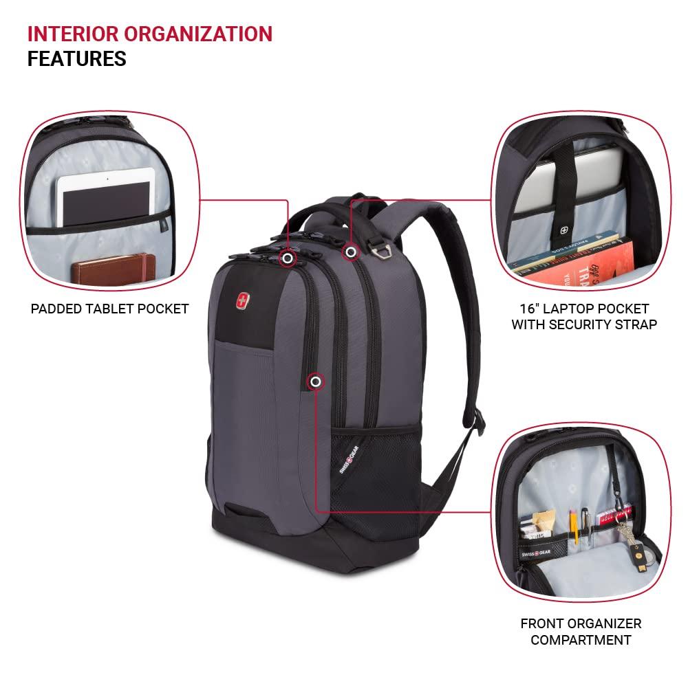 SwissGear SwissGear Cecil 5505 Laptop Backpack, Dark Grey/Black, 18-Inch