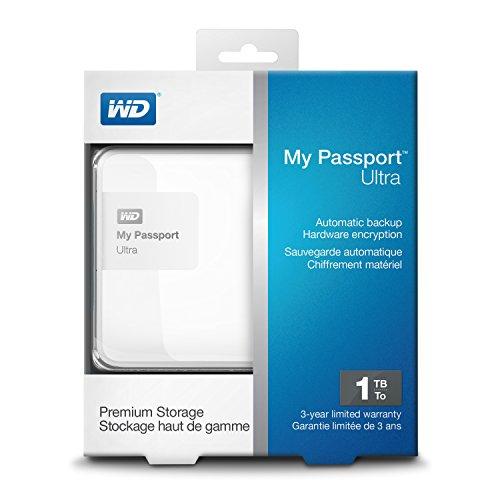 Western Digital WD 1TB White My Passport Ultra Portable External Hard Drive - USB 3.0 - WDBGPU0010BWT-NESN