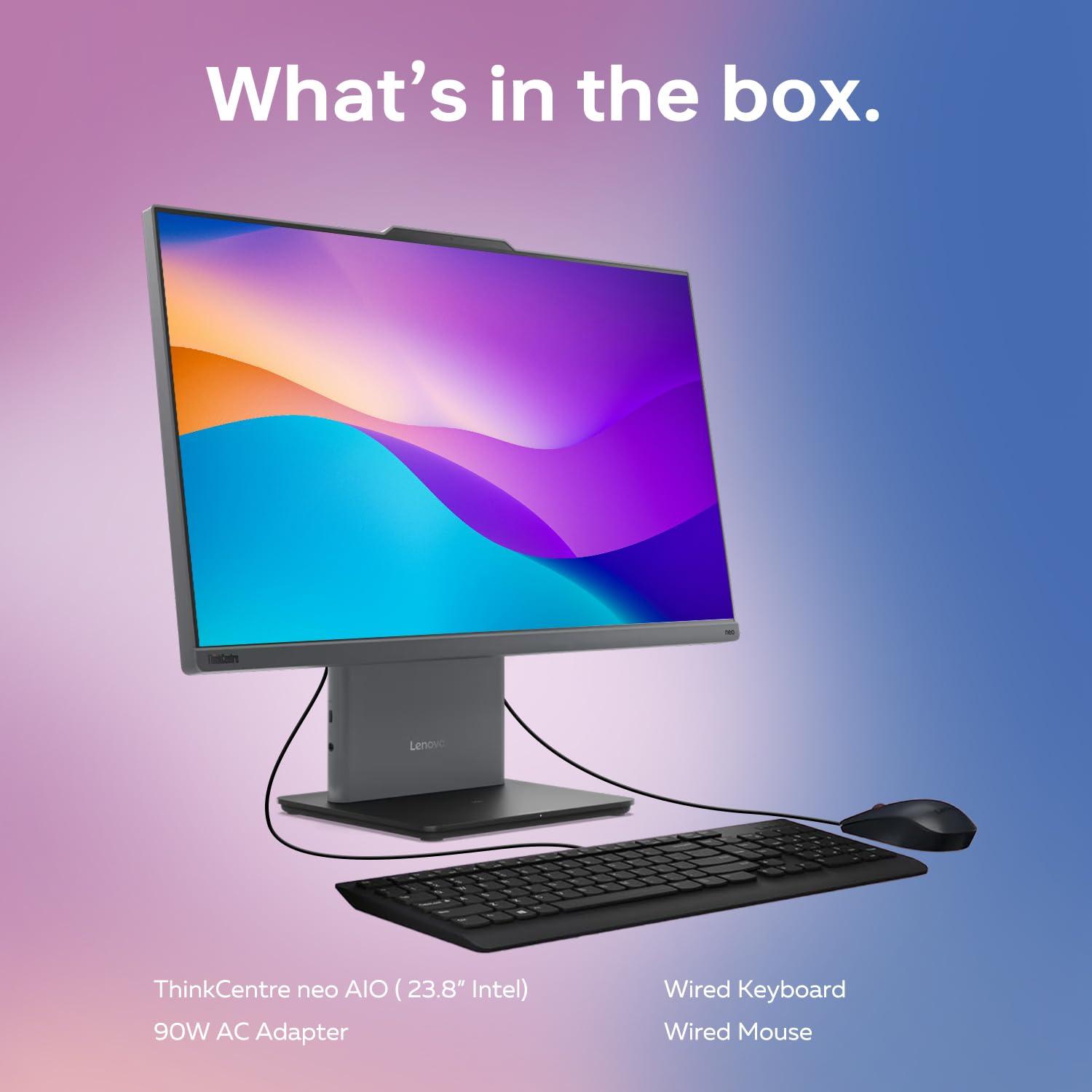 Lenovo Lenovo ThinkCentre All-in-One Desktop Computer, 23.8 FHD Micro-Edge Display, 13th Gen Intel i7-13620H, 16GB DDR5 SODIMM, 1TB SSD, Webcam, HDMI, RJ-45, Wired Keyboard & Mouse, Wi-Fi 6, Windows 11 Pro