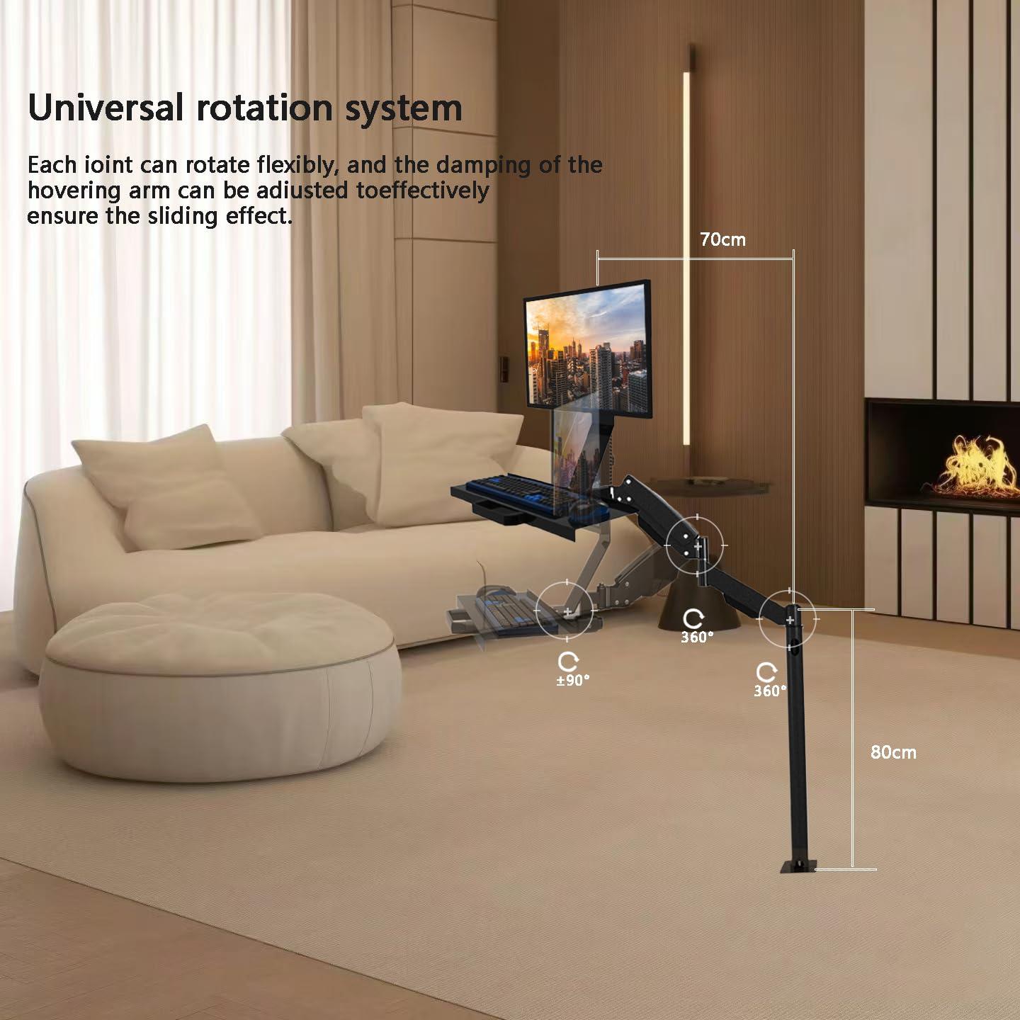 sunter98 Premium Gas Spring Single Monitor Floor Stand - Adjustable Height, Sturdy TV Mount for 13-27 LCD Monitors - Holds up to 10kgs - Perfect PC Stand for Floor or Sofa Side