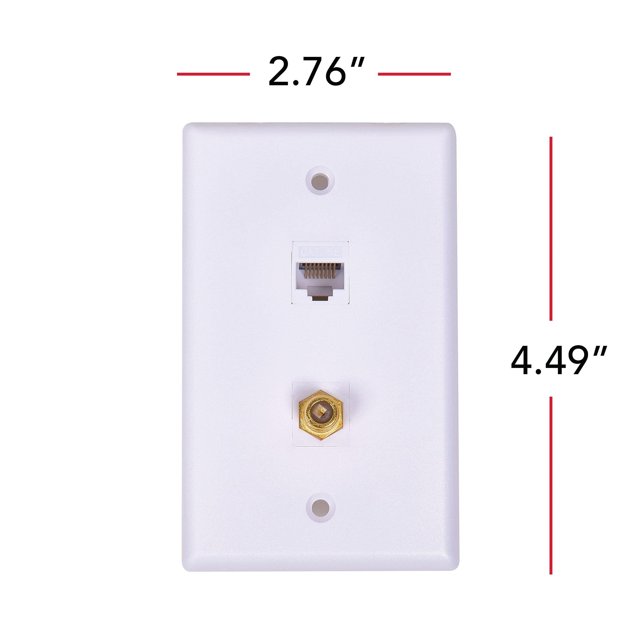 RCA Audiovox TPH567R Coax Wall Plate, Cat5/6 - Quantity 1