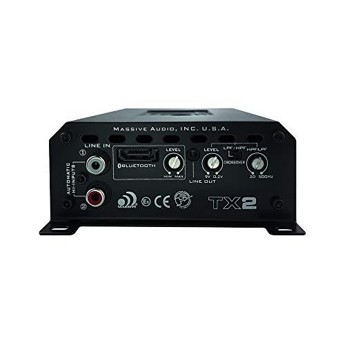 Massive Audio Marine Audio TX2-120 Watts x 2 @ 4 Ohm RMS Marine Compact Car Amplifier 2 Channel Built-in Car Bluetooth (Bluetooth Dongle is Optional Sold Separately)
