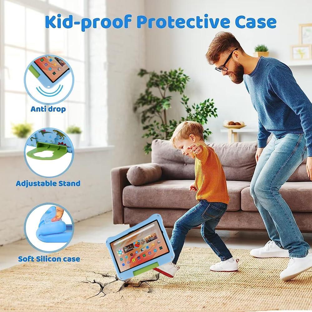 Topevoeon Topevoeon Dinosaur Fire HD 10 Tablet Case for Kids Boys Light EVA Kids Friendly Fire HD10 Plus 10.1 inch 2021 2023 11Gen Case with Handle Kickstand Kids Pro Shockproof Full Cover for Boy's Gift