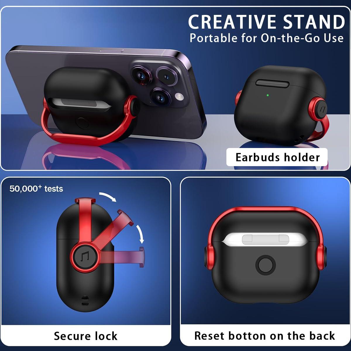 SuSuTiFy Custom Spotify Case for Apple AirPods 4 2024, Personalized Song Singer Music Player Plaque Album Photo Cover with Secure Lock & Keychain, Music Headset Earphone for Air Pod 4th Gen Charging Case,Black