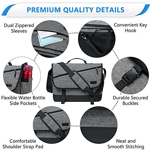 VASCHY VASCHY Messenger Bag for Men, Fashion Water Resistant Laptop Satchel Crossbody Shoulder Side Bag Briefcase for Men and Women for Work,School,Business Gray