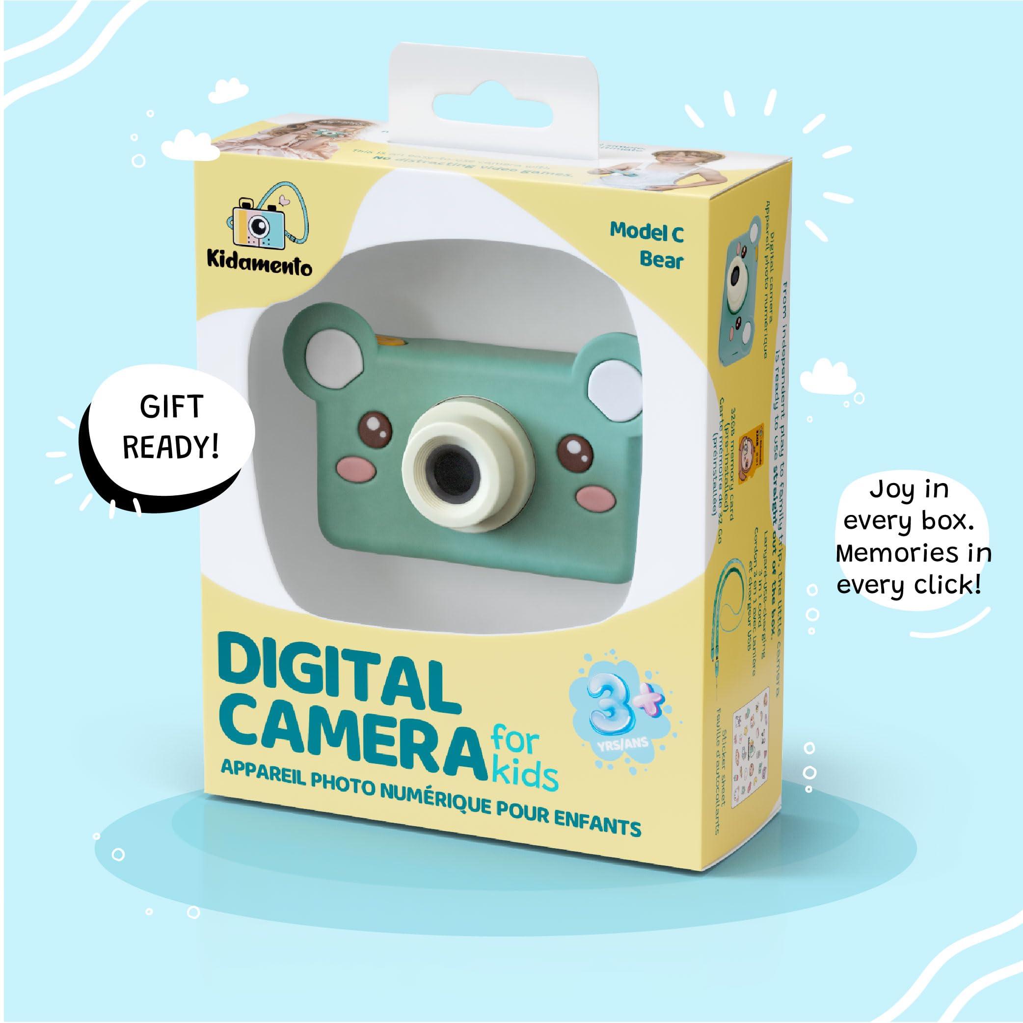 Kidamento Kidamento Kids Digital Camera & Video Camcorder, Soft BPA-Free Silicone Casing, 32GB Memory Card - Model C - Mikayo The Bear