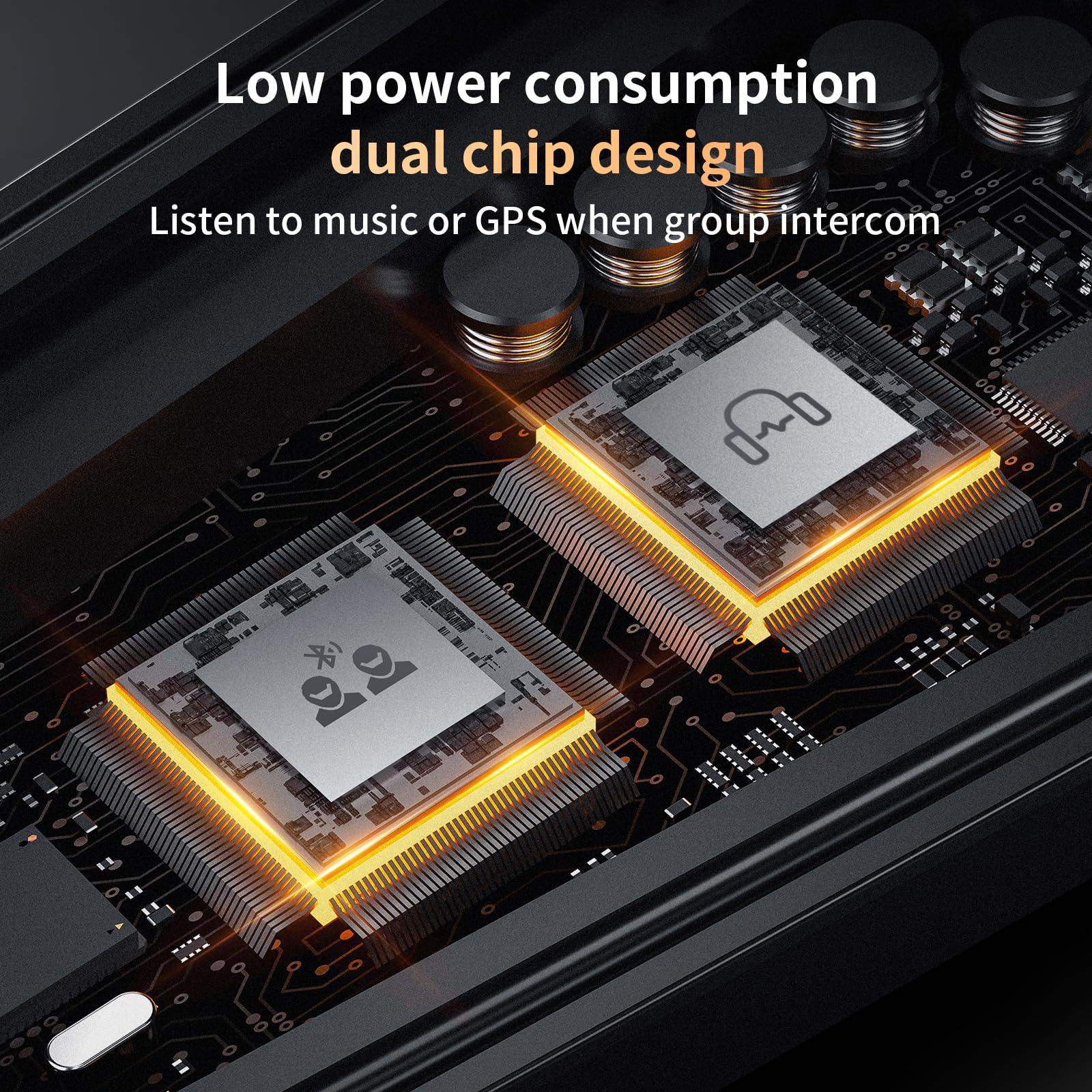 Fodsports Fodsports FX8 Pro Motorcycle Communication Systems with Customized HRSQS Speakers, Dual-Chip Audio Multitasking, One-Click Fast Pairing, Music Sharing, FM 10 Riders Group Intercom, 2 Pack