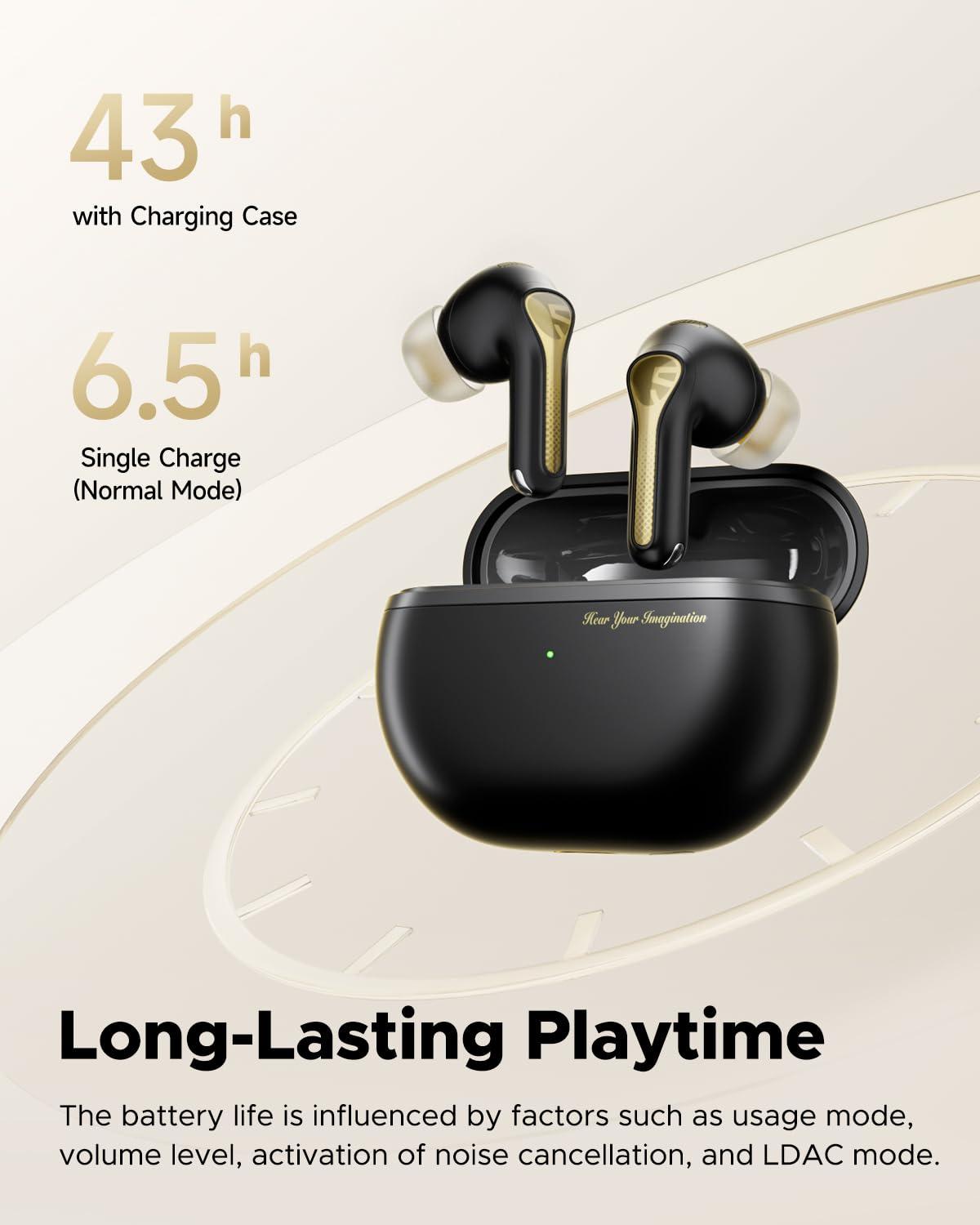SoundPEATS SoundPEATS Capsule3 Pro+ Wireless Earbuds, Adaptive Noise Cancelling Bluetooth Headphones Hi Res HiFi Stereo Sound with xMEMS Speaker, True Wireless ANC Earphones & LDAC, 6 Mic 43H Playtime