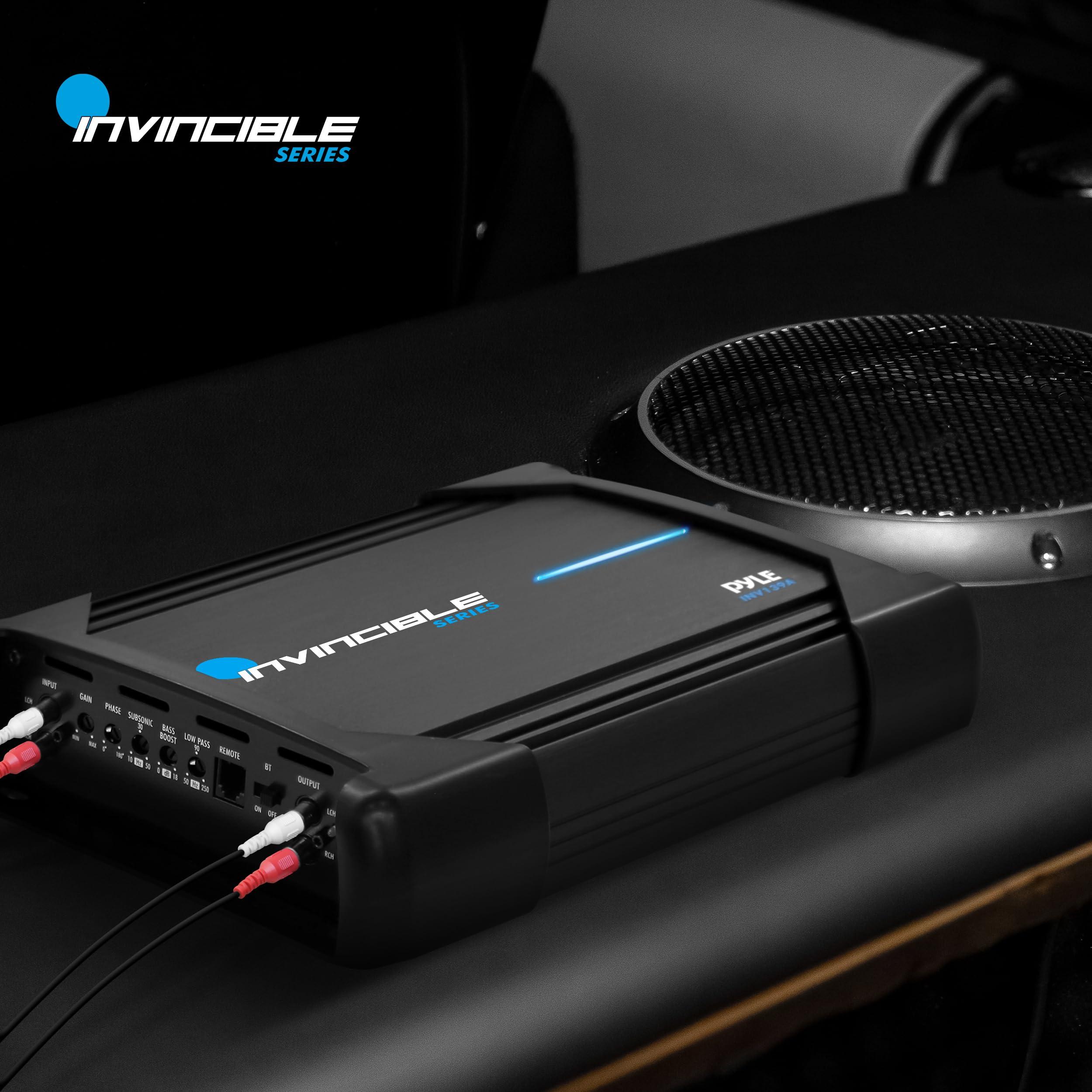 Pyle Pyle 9 Class D Mosfet Amplifier - Invincible Series Monoblock Amp, 1 Channel 1000 Watts Max, Mosfet PWM Power Supply, High-Current Dual Discrete Drive Stages, Wireless BT Audio Interface