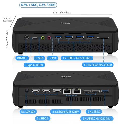 SJRC SJRC Gaming Mini PC Computer RTX 3060 12GB Graphics, Core i9 11900H 8 Cores 16 Threads, DDR5 64GB RAM 2TB SSD Windows 11 Pro Small Office Desktop Dual Fan, 4 Display, i9-11900H-RTX3060