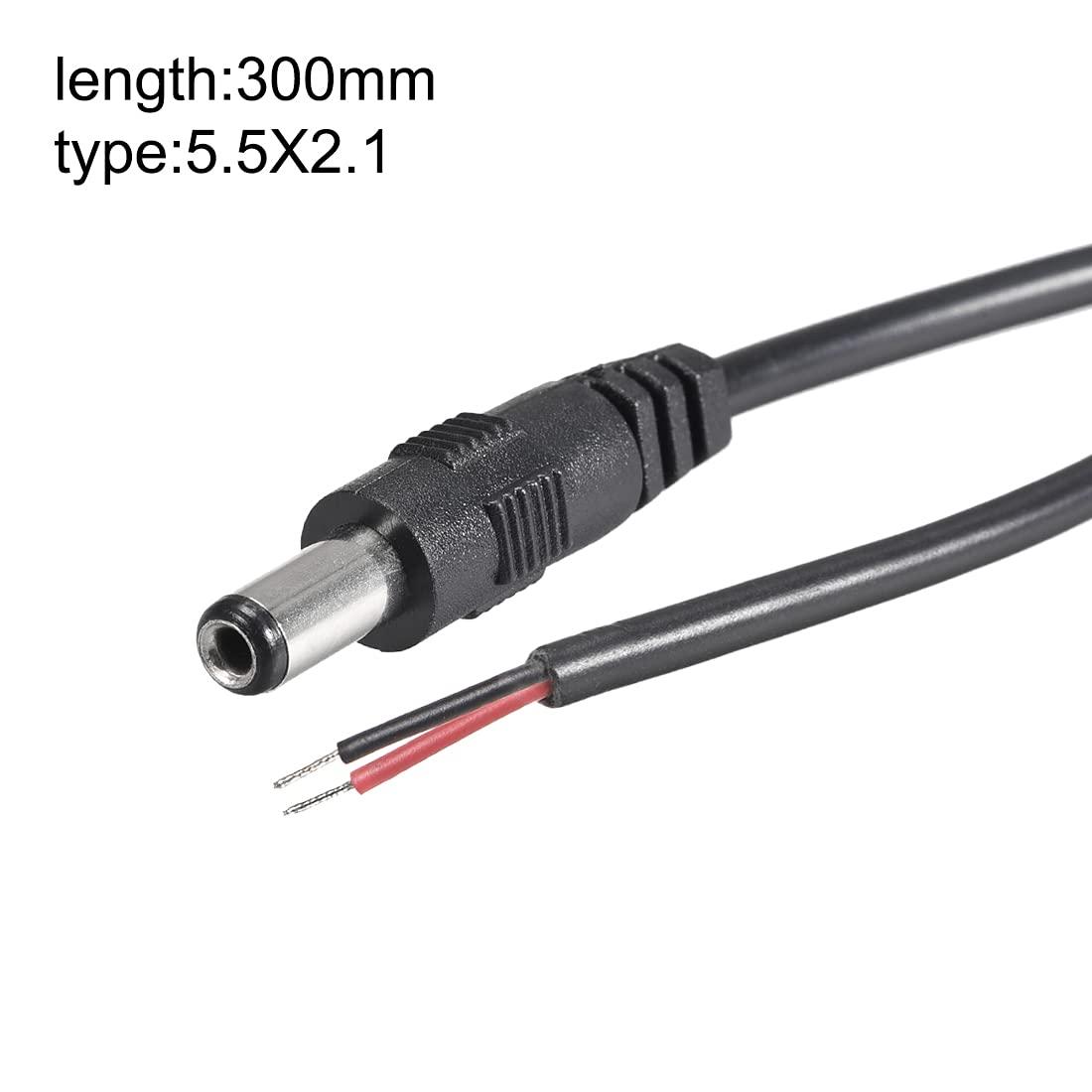 uxcell uxcell 6pcs DC Power 5.5mm x 2.1mm 2A 30cm Barrel Male Plug Connector Pigtail