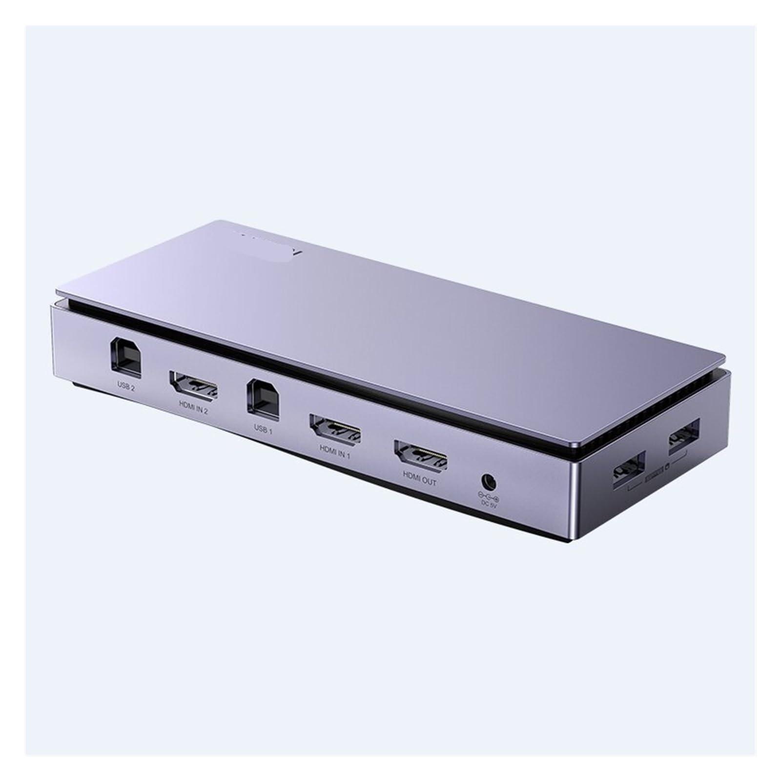 XOIIIQND XOIIIQND HDMI Split Screen Splitter into Two Computer Multi-Screen Two in and one Out Display Different Screen Switching Splitter
