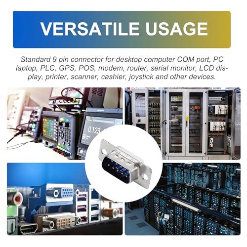 uxcell uxcell PC Accessories 25 Pcs DB9 Male Connector Dual Rows 9 Pin D-Sub Connector Solder Type Adapter Connectors