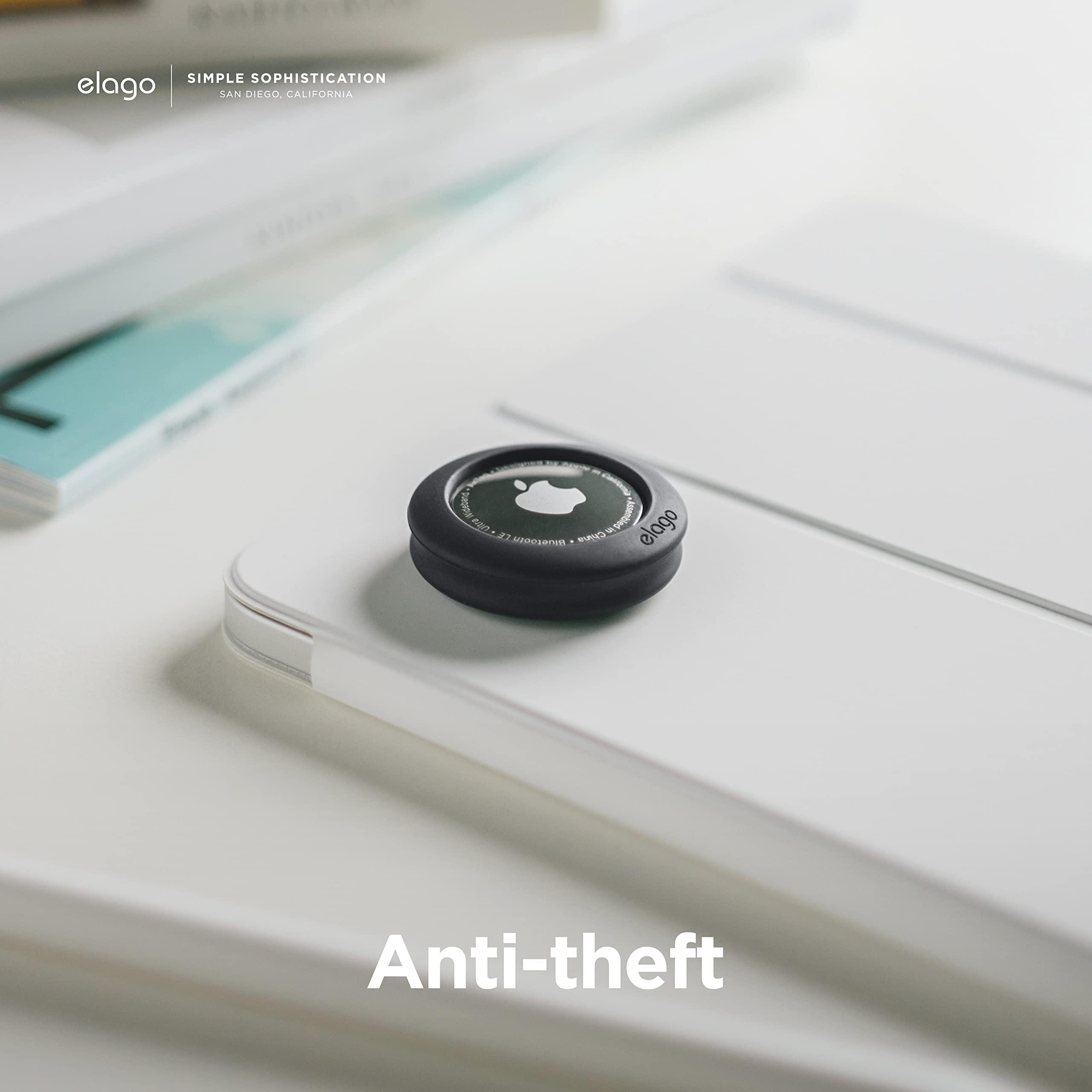 elago elago Silicone Pad Compatible with Apple AirTag Case Holder with Adhesive Stickers (2 Pack) - Track Wallets, Dogs, Bikes, Bags, Golf Rangefinders - Reusable Pad, Tracking Device Not Included [Black]