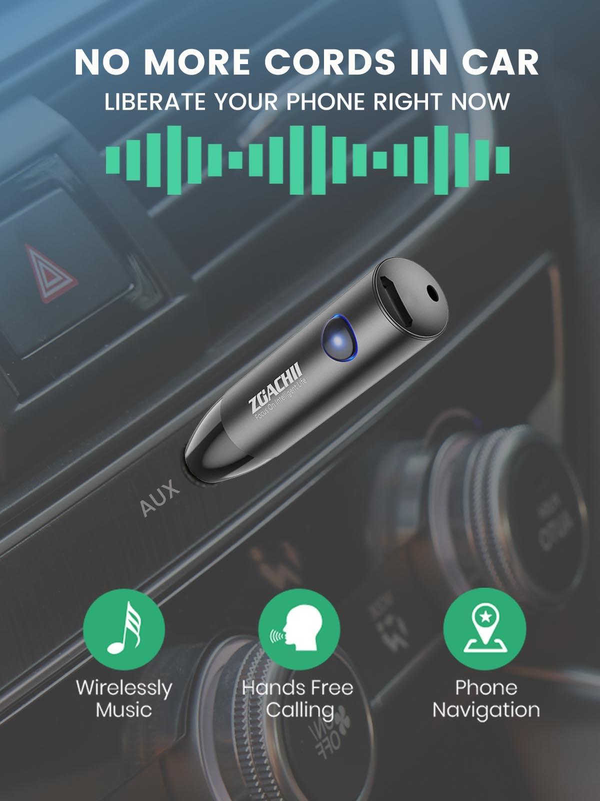 ZOACHII ZOACHII Bluetooth Aux Adapter for Car, Wireless Bluetooth 5.0 Audio Receiver with 3.5mm Jack for Vehicle Truck Home Stereo Speaker Headphone Music Streaming, Handsfree Calling, [1 Piece]
