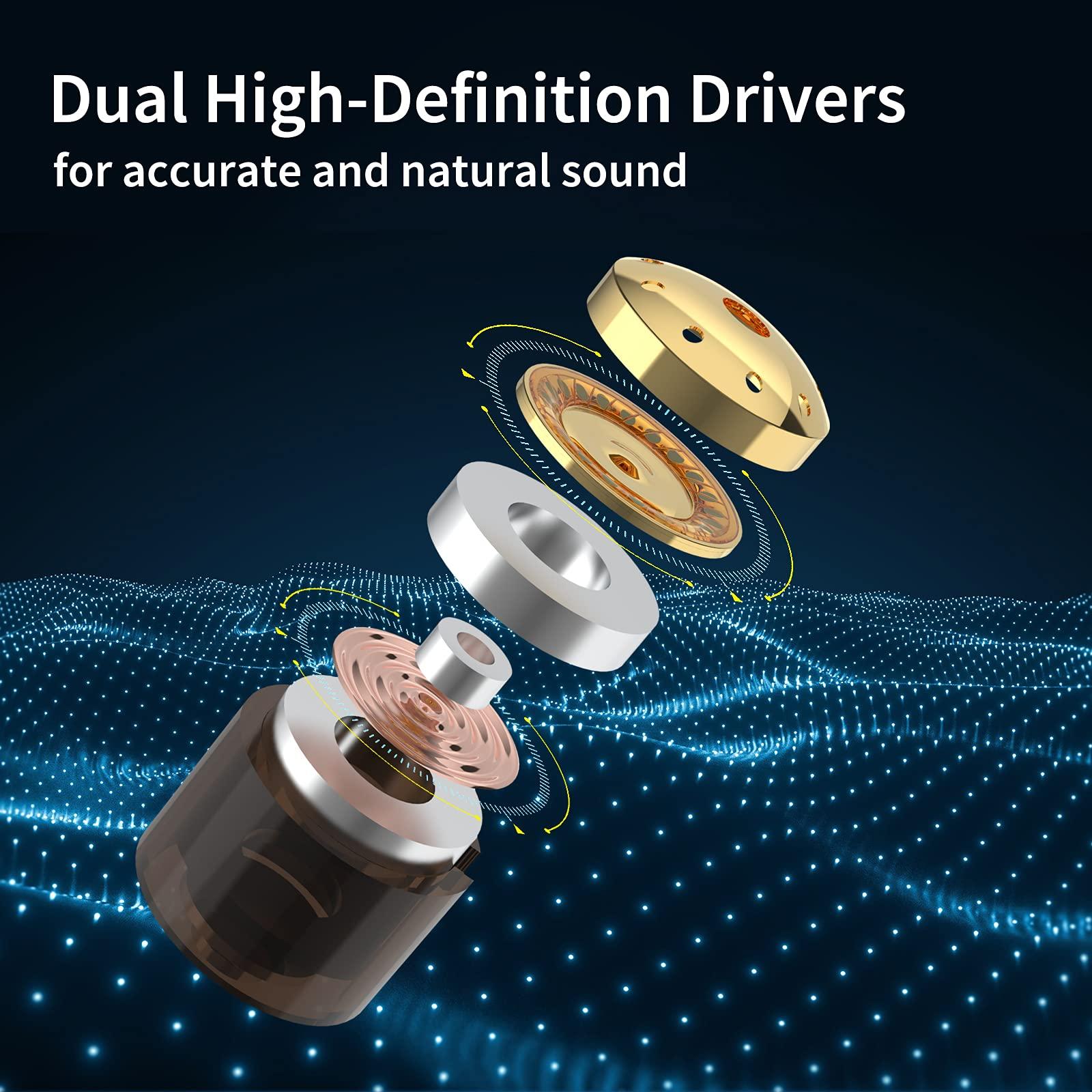 BASN BASN in Ear Monitor Headphones for Musicians Audiophiles Drummers, Bsinger Pro Noise Isolating Earbuds with Dual Driver Dynamic Crystal Clear Sound (Pro Clear Purple)