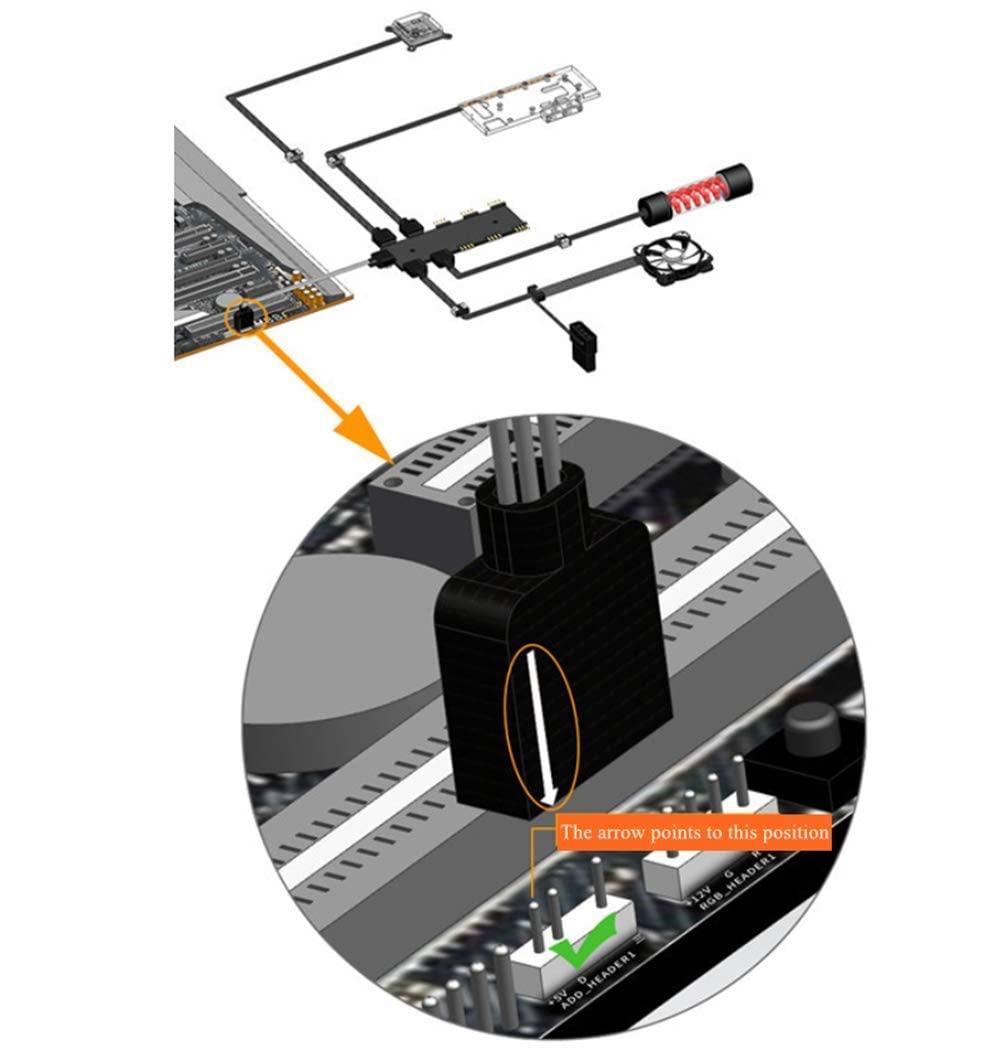 Yakuri Yakuri Computer Motherboard Extension Cable, 5V Argb 3-Pin Connector Hub, RGB Interface Extension Cable