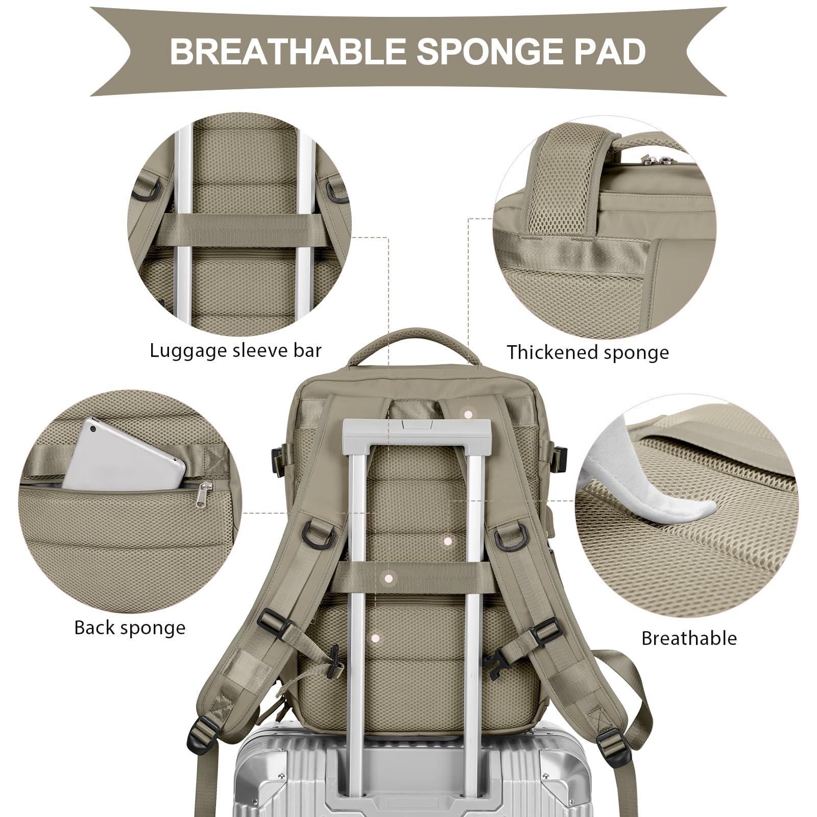 coowoz coowoz Travel Backpack For Women Men Airline Approved,Carry On Backpack,Large Hiking Backpacks Waterproof Outdoor Sports Rucksack Casual Daypack Fit 15.6 Inch Laptop College Backpacks(Coffee)