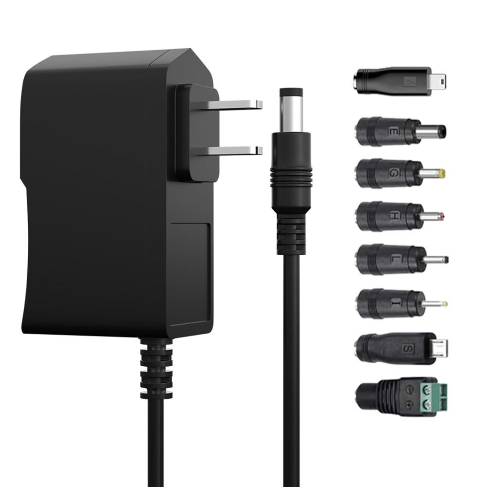 HYGAMOCC 5V 1A AC-DC Adapter, Wall Charger Power Supply Adapter with 5.5 x 2.5mm/2.1mm Plug & 8TIPS,100V-240V Slim Design for Android Tablets Webcam Routers Toys Recorder Speaker & More DC 5V Devices