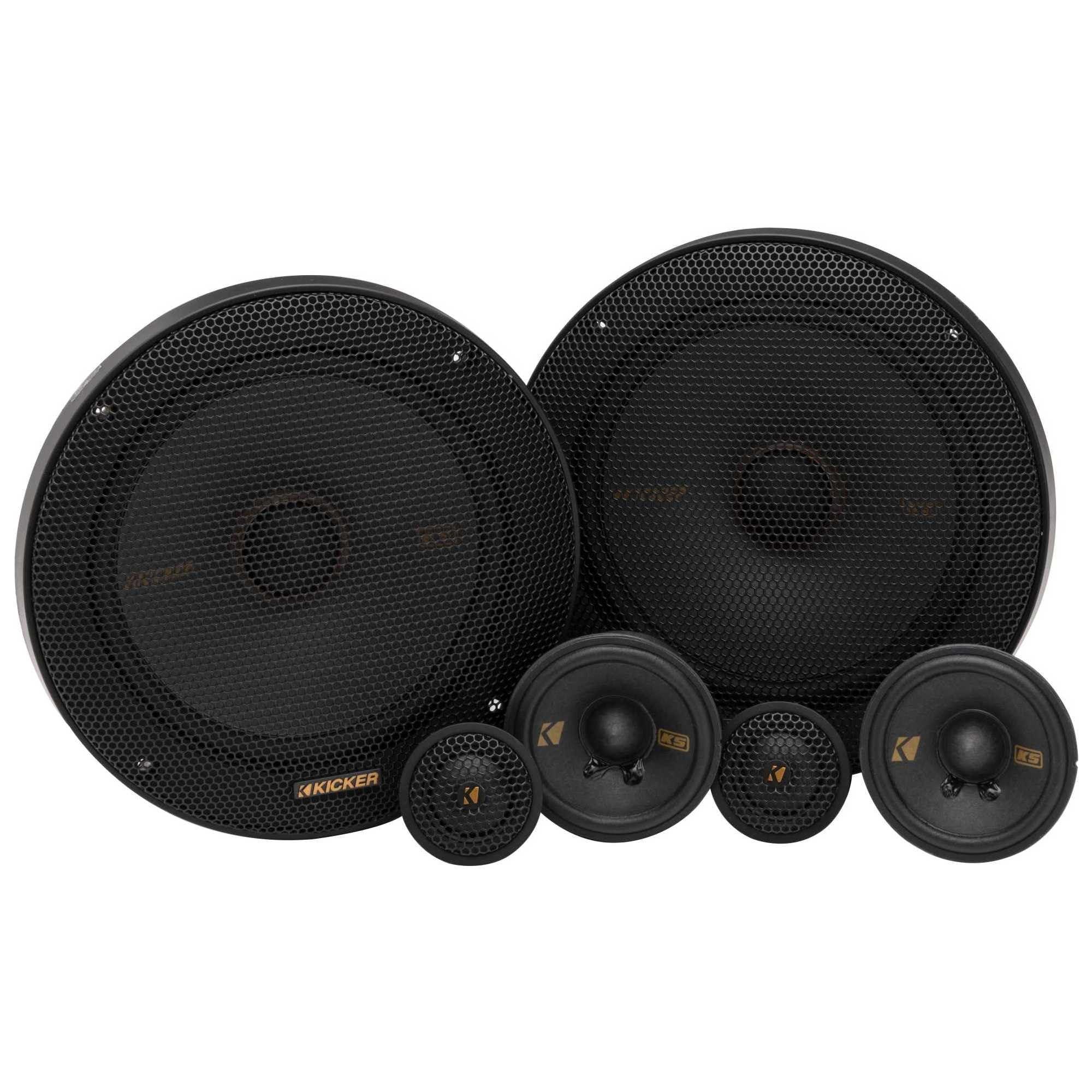 KICKER KICKER 51KSS365 Component Speaker System, 3-Way Design, Two - 6.5\" Woofers, Two - 2.75\" Midrange, Two - 1\" Tweeters, in-Line 12dB Crossovers, 100 Watts RMS, 200 Watts Peak