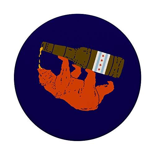 Chicago Pride Designs BEAR Drinking BEER City of Chicago Flag PopSocket Blue