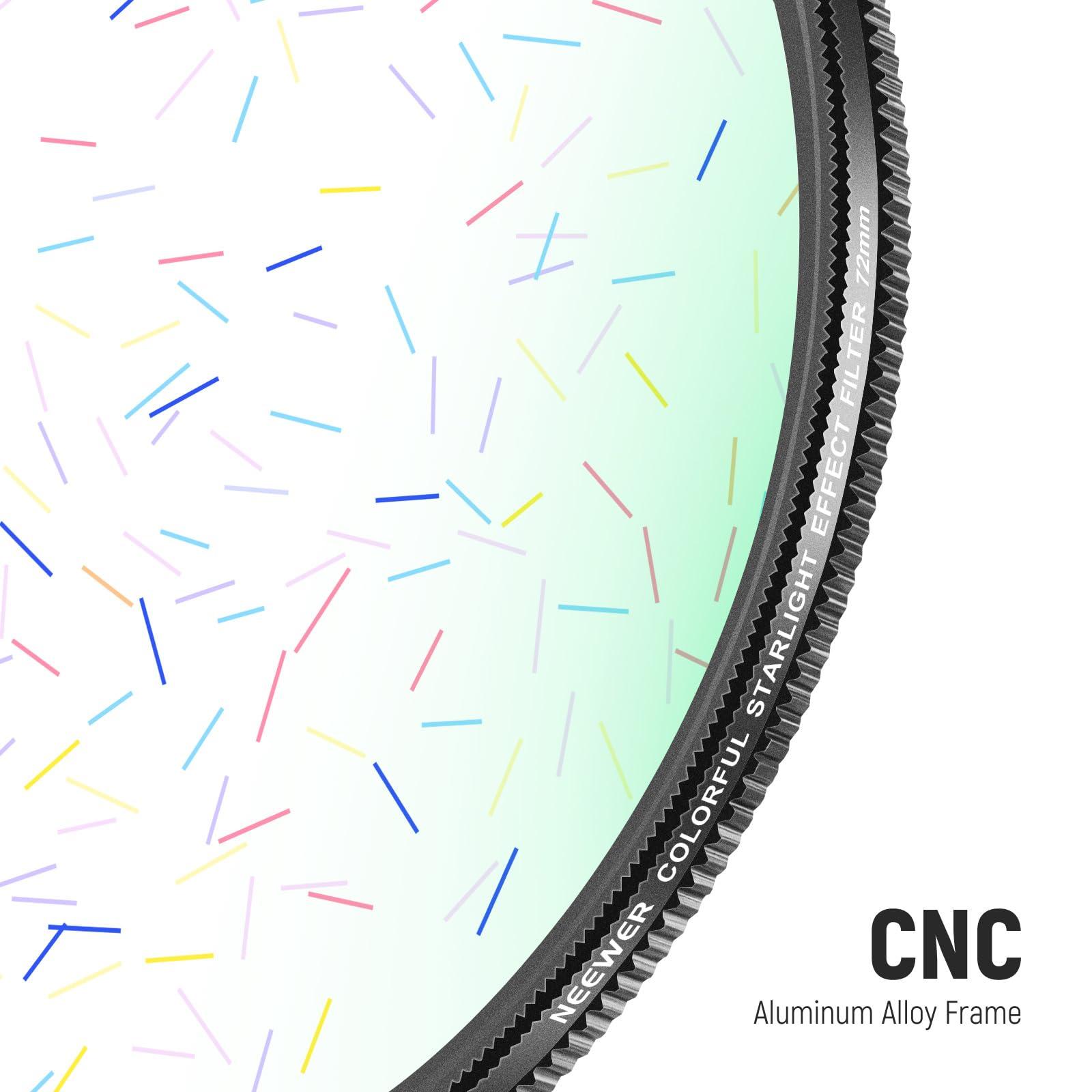 NEEWER NEEWER 72mm Colorful Starlight Brushed Camera Lens Filter, Special Effects Filter with Anamorphic Flare, Shinning Starburst Lens Filter, Photography Prism Lens Filter, Camera Lens Accessory
