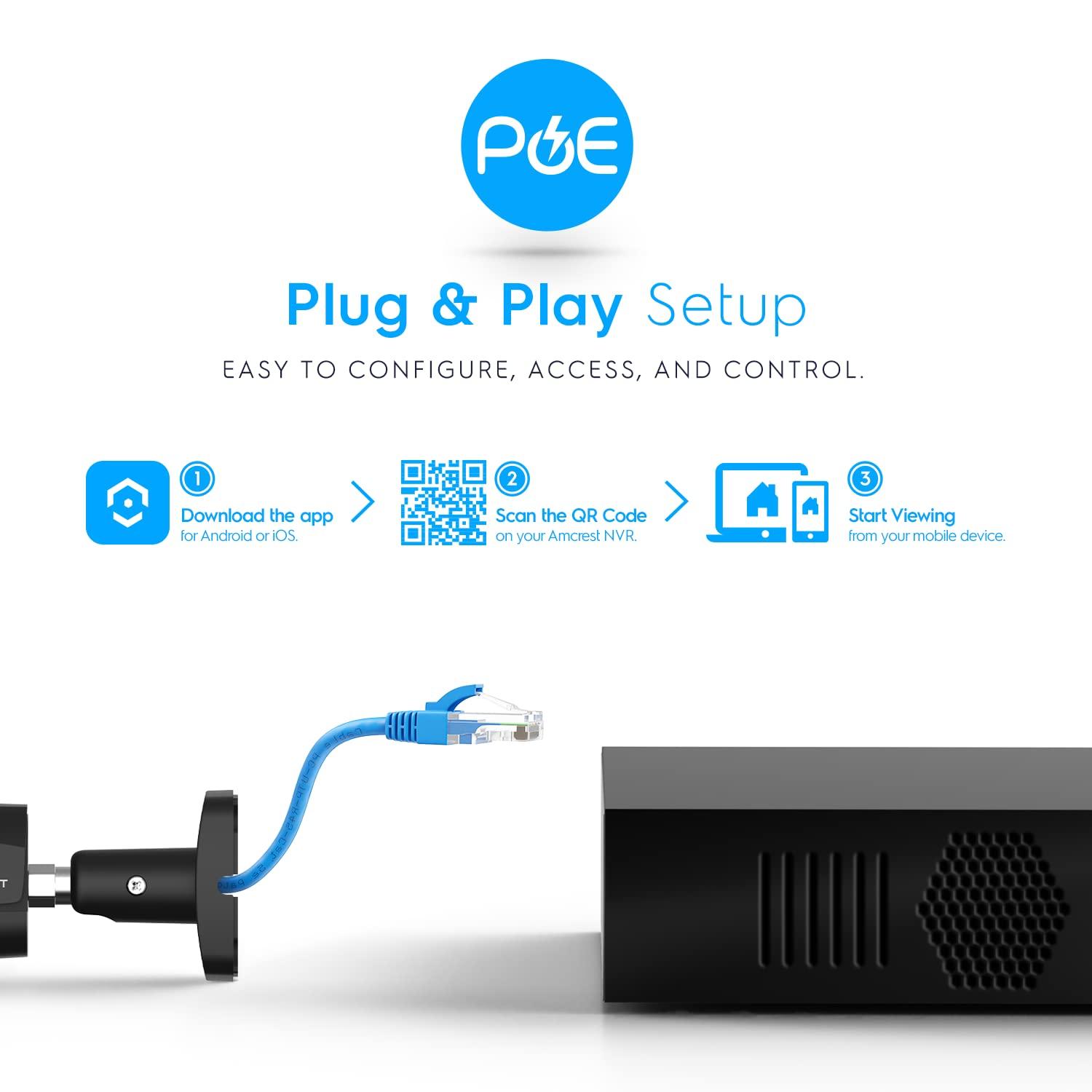 Amcrest Amcrest NV4108E-A2 4K 8CH POE NVR (1080p/3MP/4MP/5MP/8MP) POE Network Video Recorder - Supports up to 8 x 8MP/4K IP Cameras, 8-Channel Power Over Ethernet Supports up to 10TB HDD (Not Included)