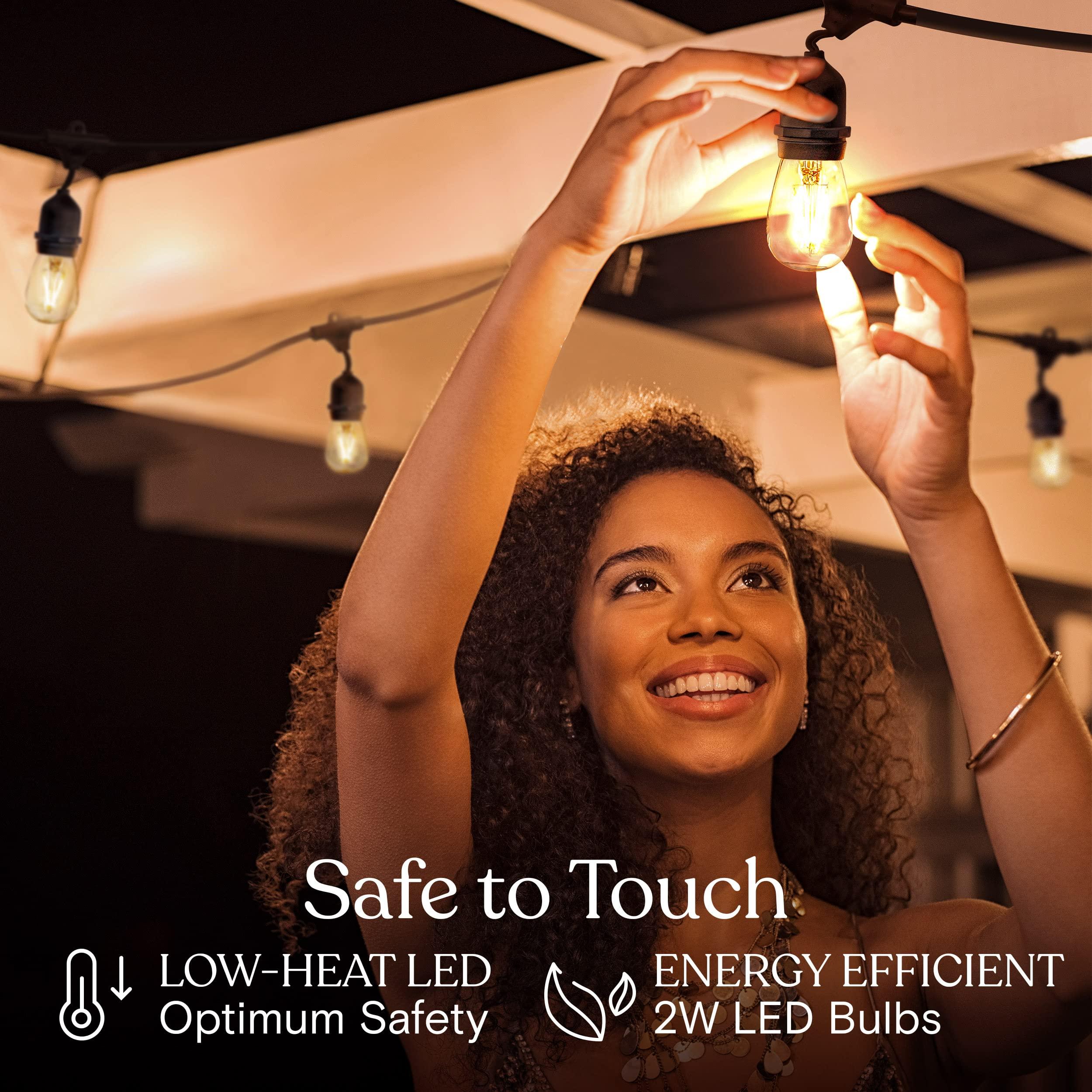 Brightech Brightech Ambience Pro - Waterproof LED Outdoor String Lights - Hanging, Dimmable 2w Vintage Edison Bulbs - 24 Ft Commercial Grade Patio Lights Create Cafe Ambience In Your Backyard - black