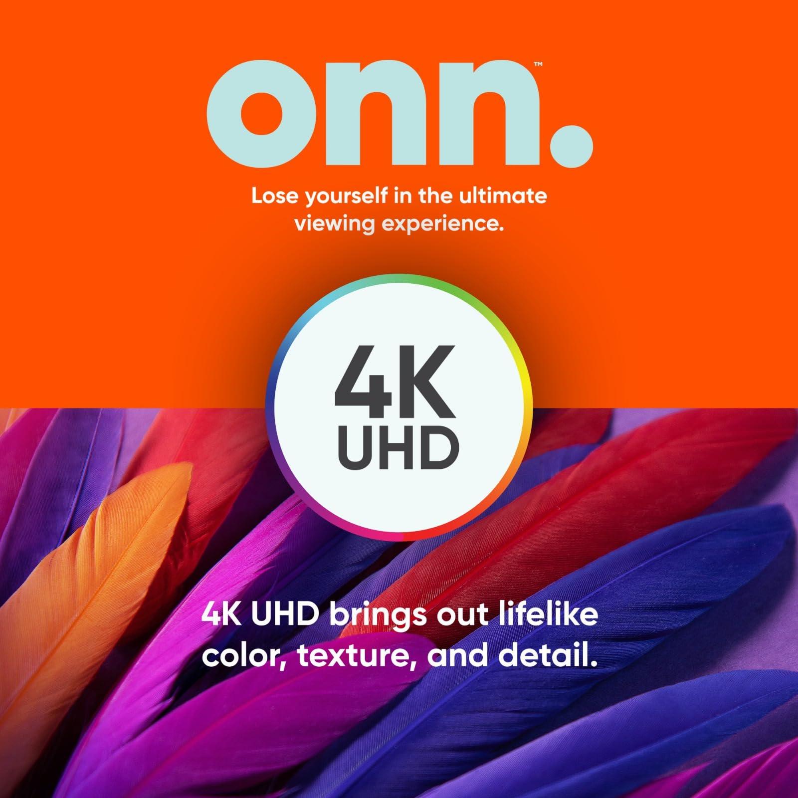 ONN Onn 50-Inch Class 4K Ultra HD LED Smart TV HDR (2160p) Resolution, 60 Hz Refresh Rate, DLED Display, Wireless Streaming, 100012585 (Renewed)