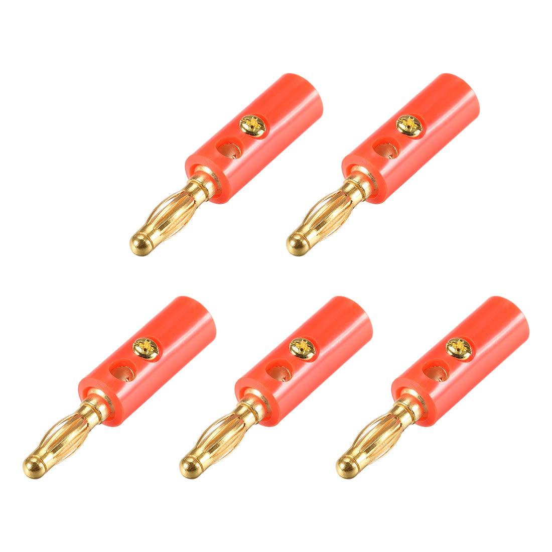 uxcell uxcell 4mm Banana Plugs Speaker Wire Cable Screw Plugs Connectors Red 5pcs Jack Connector
