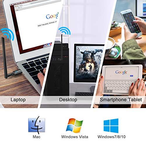 Foktech Foktech USB WiFi Adapter, AC1200 USB 3.0 Wireless Network Dongle for Desktop/Laptop, Dual Band 2.4GHz/5Ghz, Support Windows XP/Vista/7/8/8.1/10,Mac OS X 10.9-10.15 (WiFi Adapter AC1200)