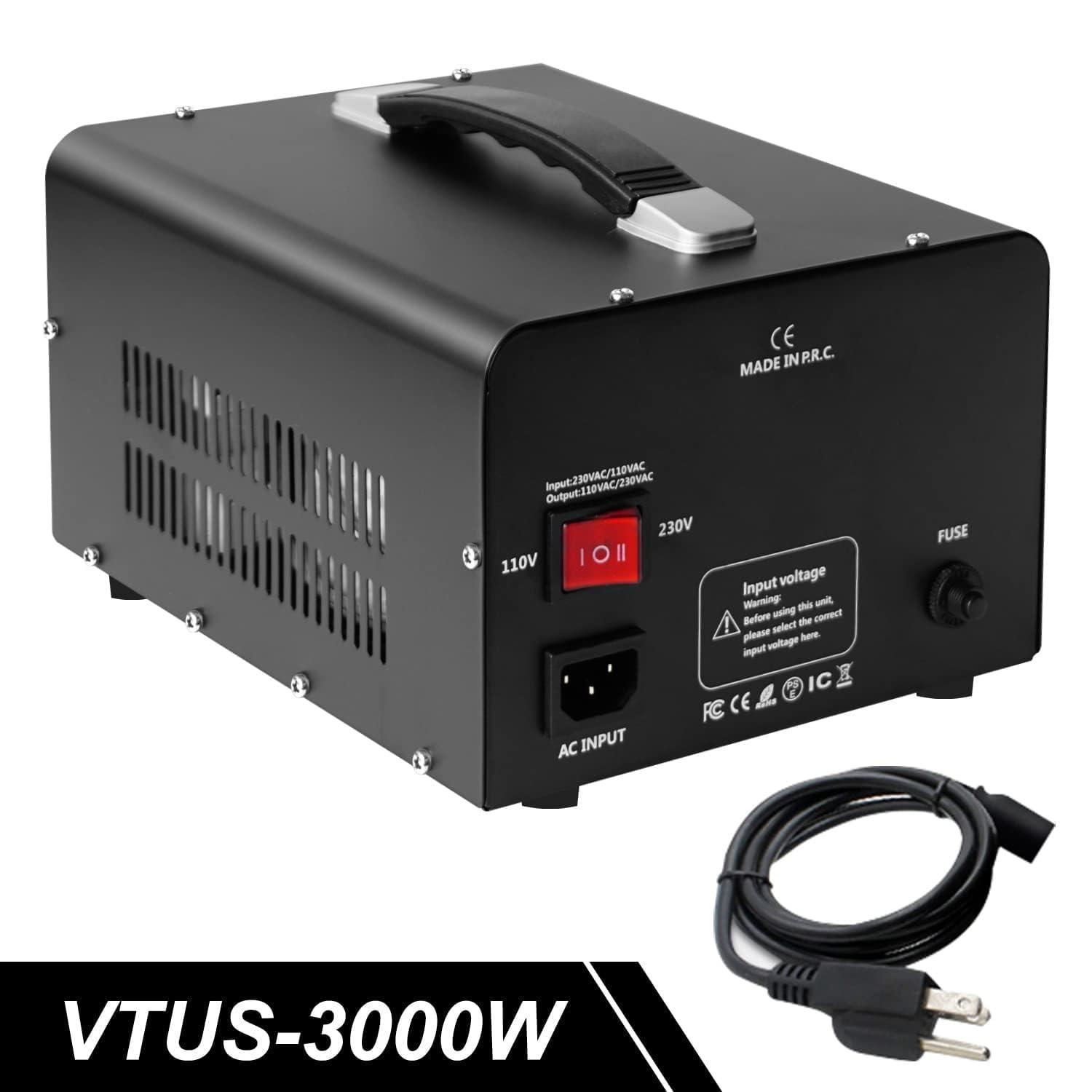 Cantonape Cantonape Voltage Transformer Converter 3000 Watt Step Up/Down Convert from 110-120 Volt to 220-240 Volt and from 220-240 Volt to 110-120 Volt with 3 US Outlets, 3 Universal Outlets