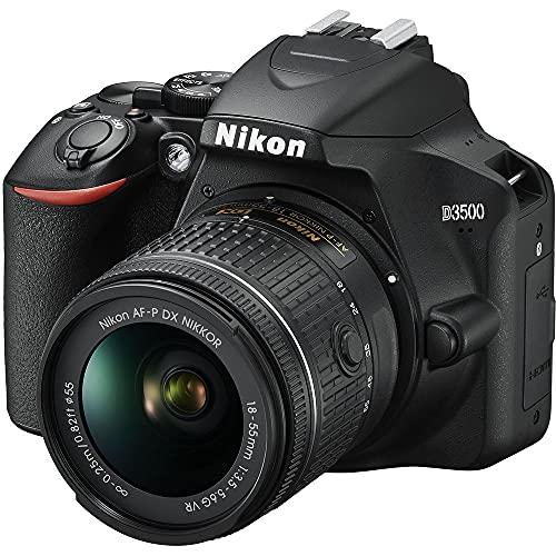 Nikon Nikon D3500 DSLR Camera with 18-55mm Lens (1590) + 64GB Card + 2 x EN-EL14a Battery + Corel Photo Software + Case + 3 Piece Filter Kit + Telephoto Lens + Color Filter Kit + More (Renewed)