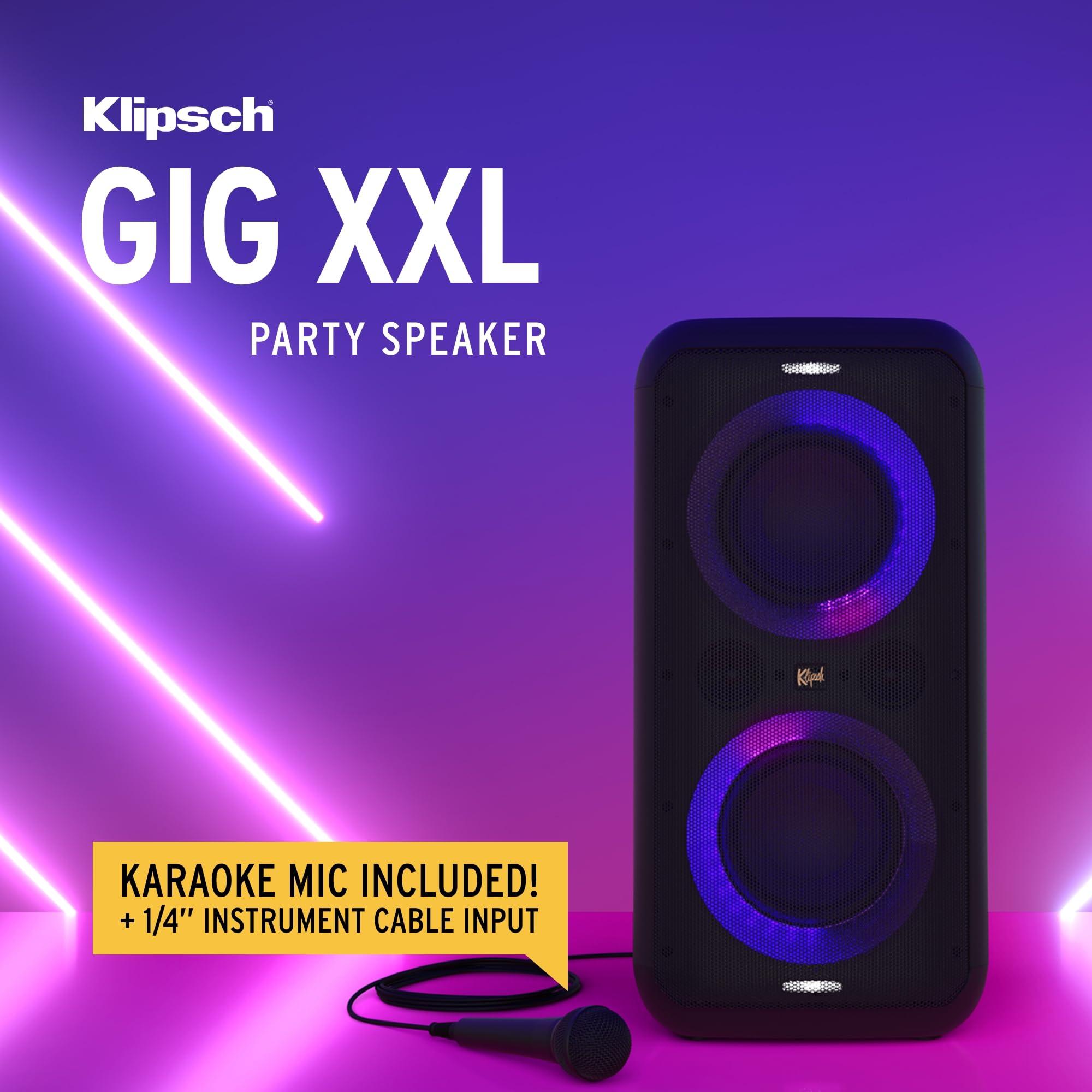 Klipsch Klipsch Gig XXL, Black - Portable Wireless Bluetooth Speaker - Multiple Color Modes - Bass Boost - Two 6.5" Woofers & Two 2" Tweeters - 8-Hour Playtime