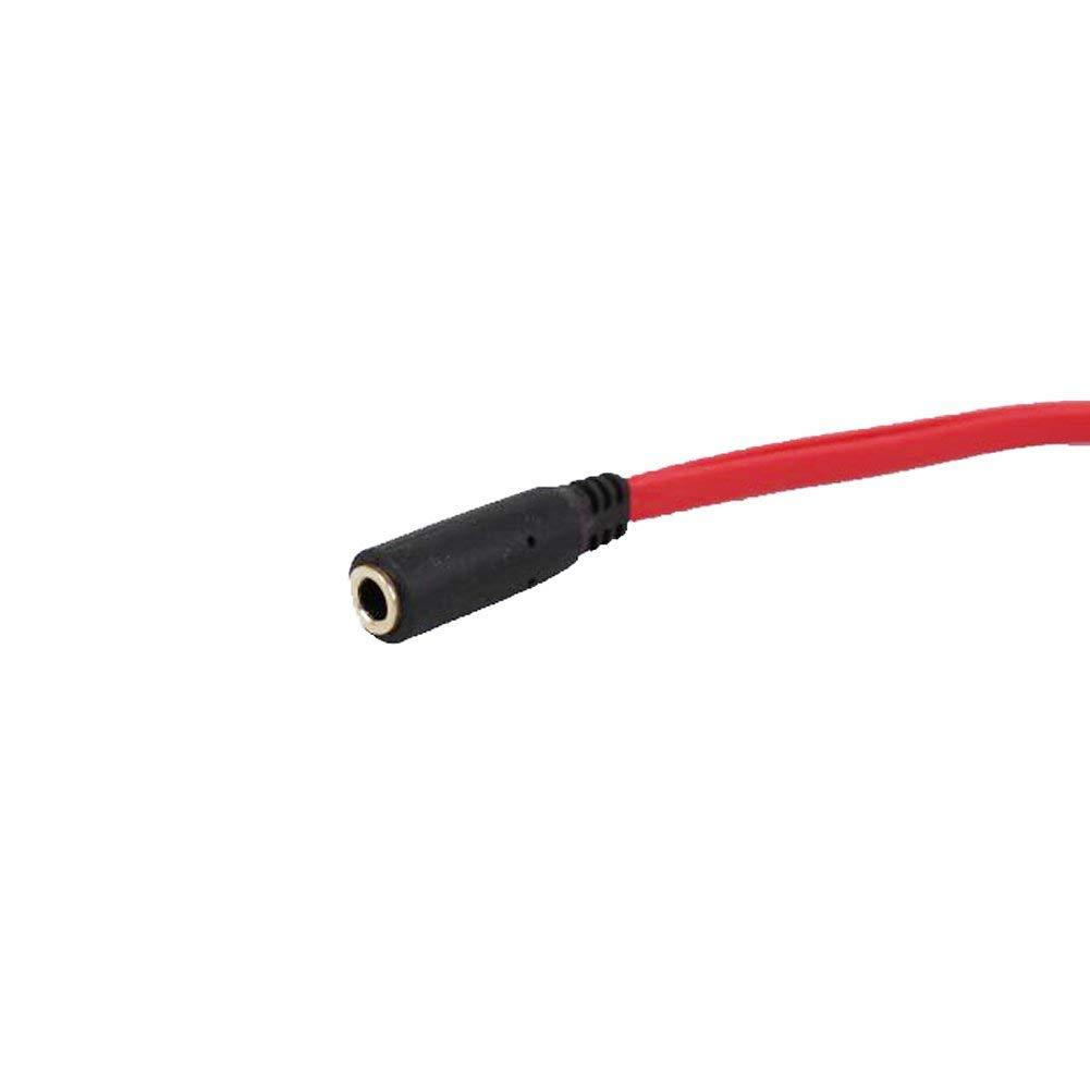 ISAIBELL Terasako 3.5mm Female to 2 Male Gold Plated Headphone Mic Audio Y Splitter Flat Cable(Red.)