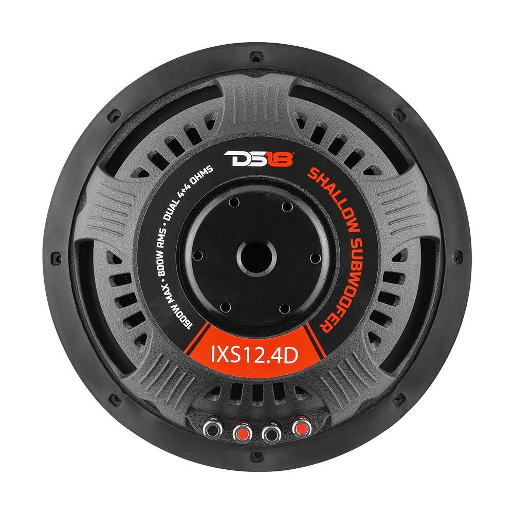 DS18 DS18 IXS12.4D Shallow Car Subwoofer - 12\" 1600W MAX Power, 800W RMS, Dual Voice Coil, 4+4 Ohms Impedance (1 Speaker)