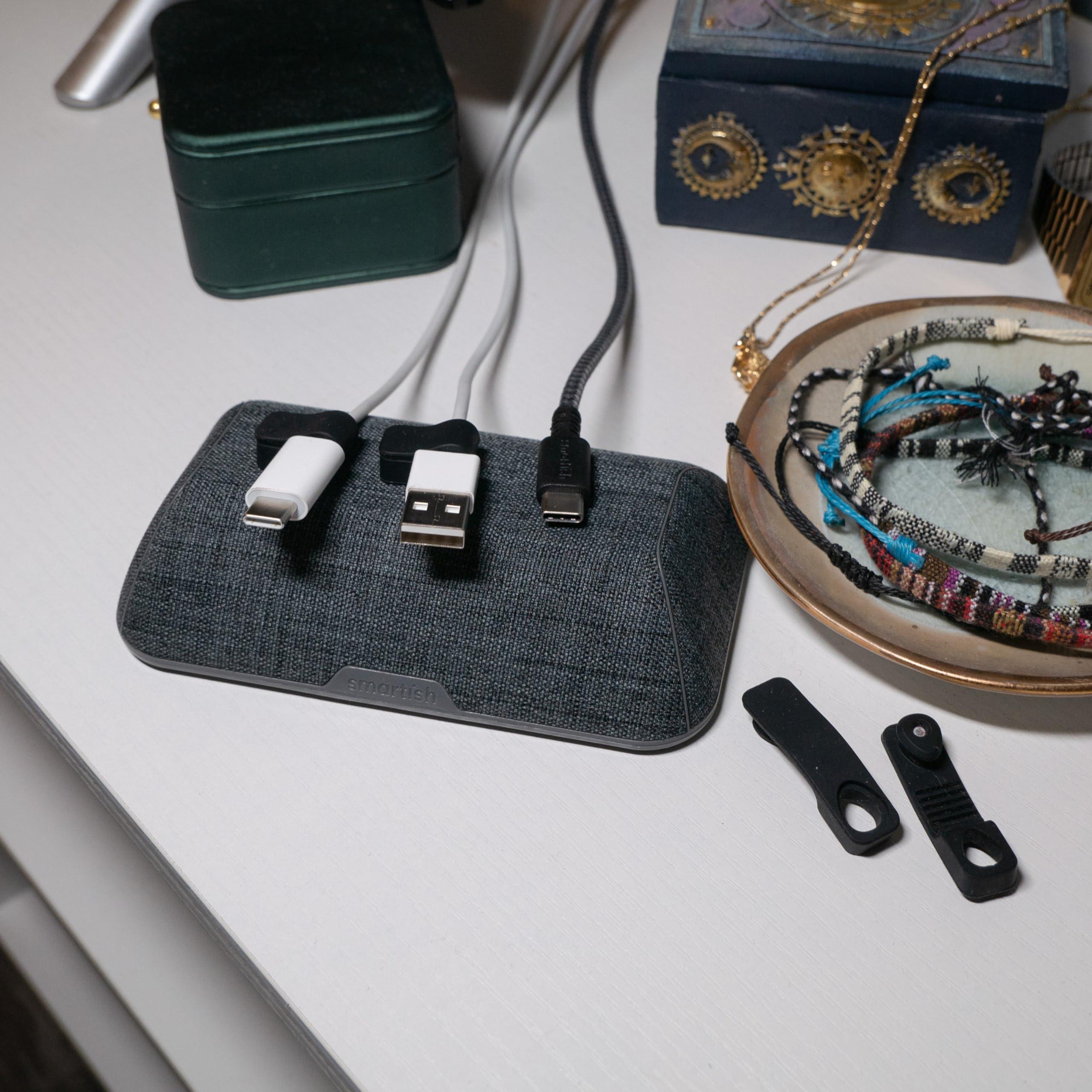 Smartish Smartish Magnetic Cord Holder - Bigger Cable Wrangler Organizer with Magnet Clips for Charger Management on Desktop, Nightstand, or Side Table - Holds 6+ Cables - Lightly Toasted Beige