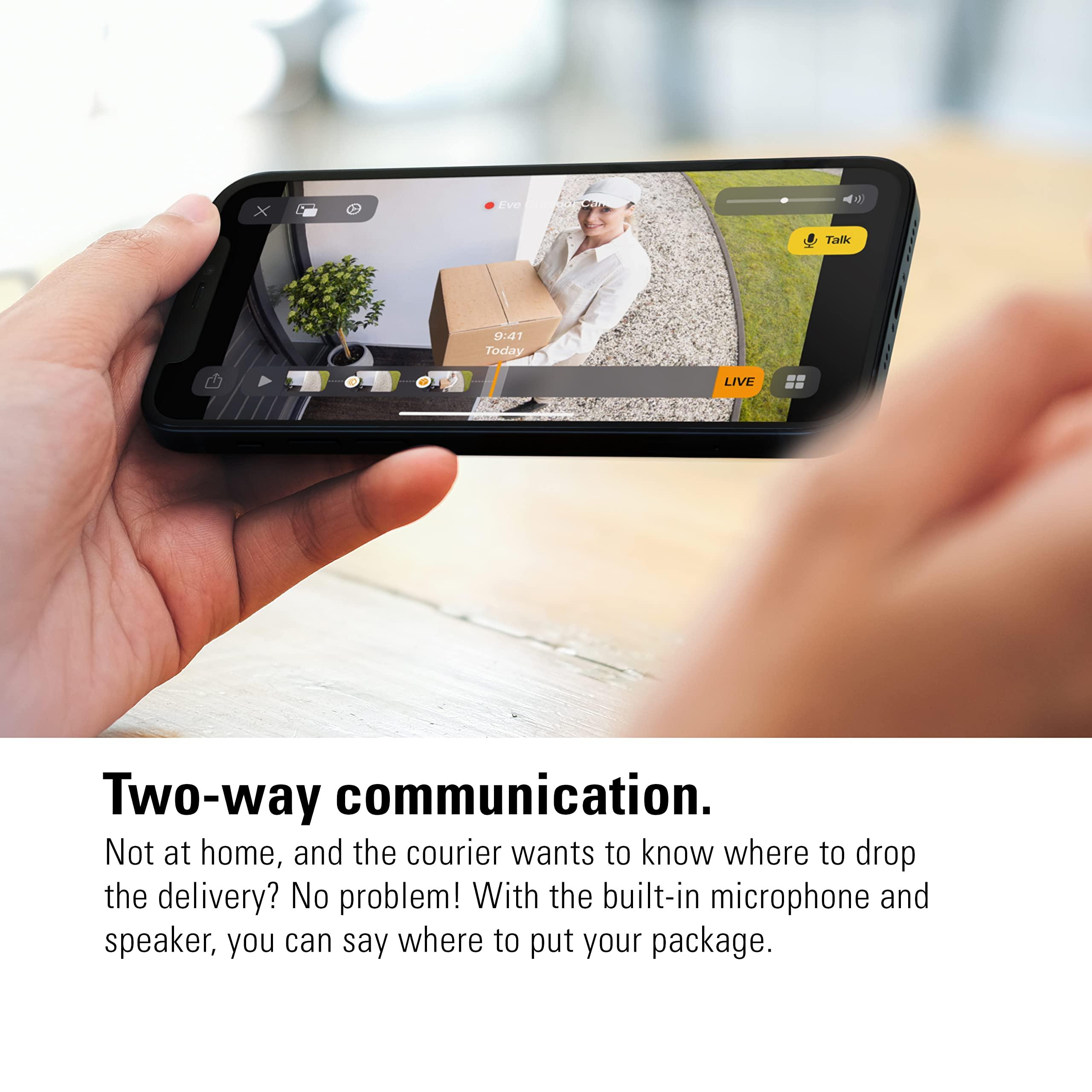 Eve Eve Outdoor Cam Secure floodlight Camera, Maximum Security & Privacy (HomeKit Secure Video), 1080p, Night Vision, Wi-Fi (2.4 GHz), Motion Sensor, Two-Way Communication, People/pet/Vehicle Detection