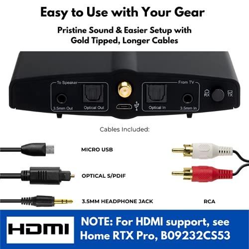 miccus Long Range Bluetooth Transmitter or Receiver, Audio Only for TV PC Stereo, Connect Speaker, Headphones, Phone, aptX Low Latency Wireless Adapter, Listen in HD No Delay Optical RCA 3.5mm (Home RTX 2.0)