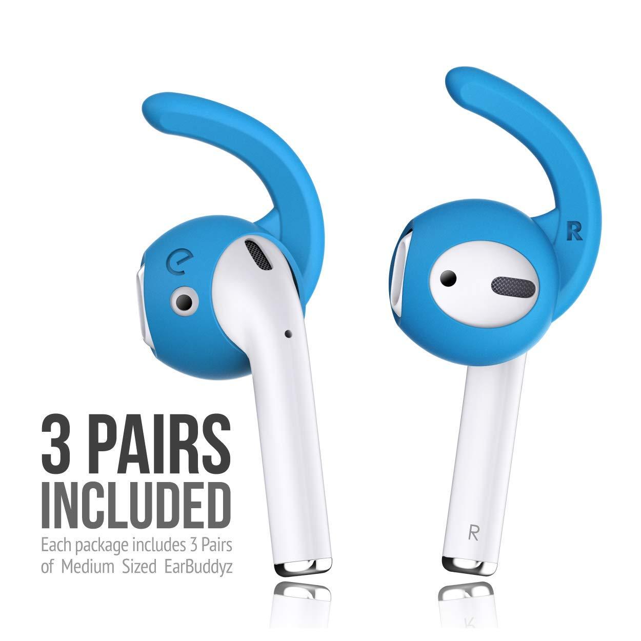 Keybudz EarBuddyz 2.0 Ear Hooks and Covers Accessories Compatible with Apple AirPods Gen 1 & 2 or EarPods Headphones/Earphones/Earbuds (3 Pairs) (Sky Blue)