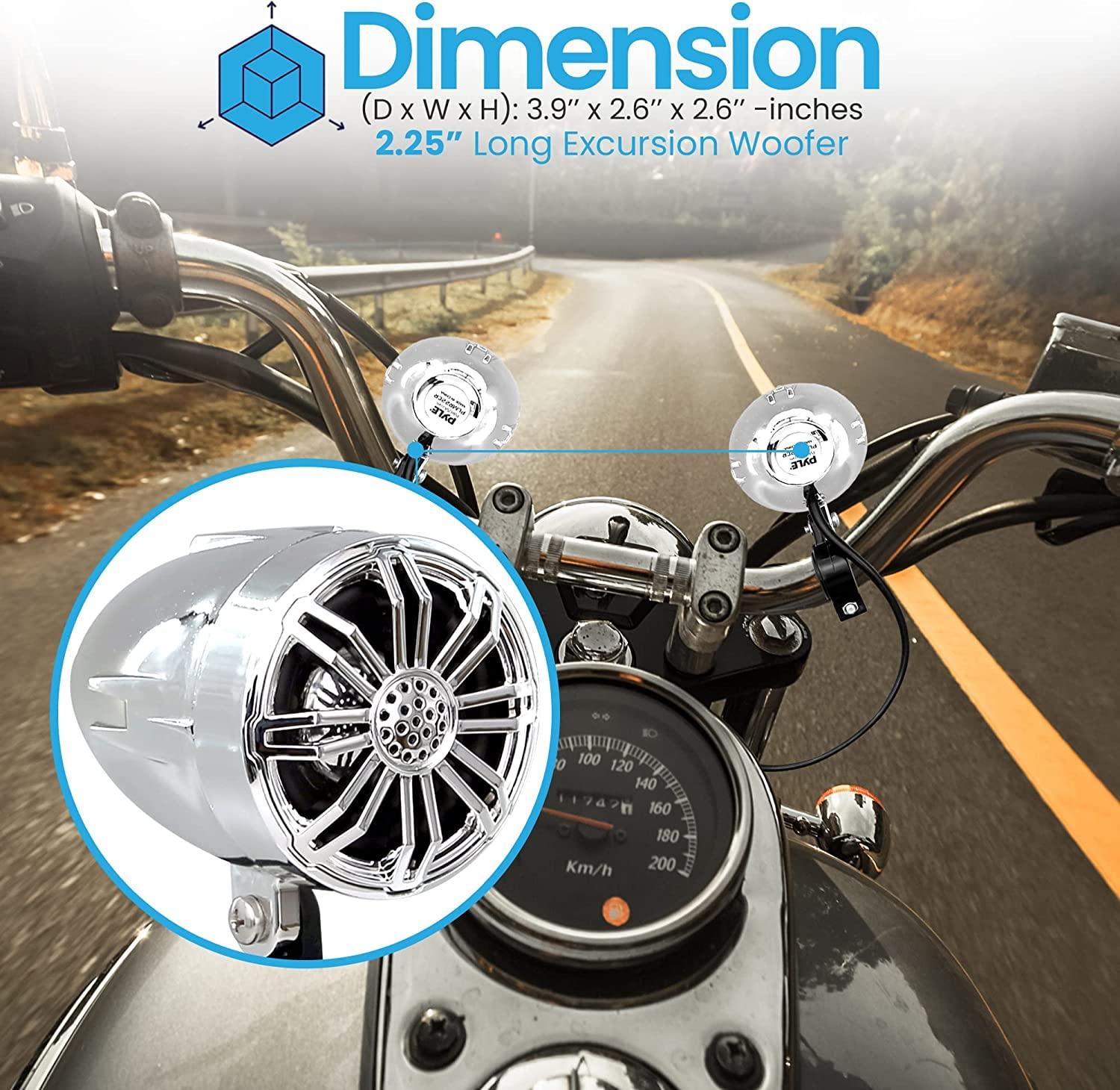 Pyle PyleUsa 2.25 Waterproof Off-Road Speakers - 20W Marine Grade Passive Woofer Sound System Full Range Outdoor Audio Stereo Speaker for Motorcycle, Car, ATV, 4x4, Jeep, Boat, Includes Brackets (Chrome)