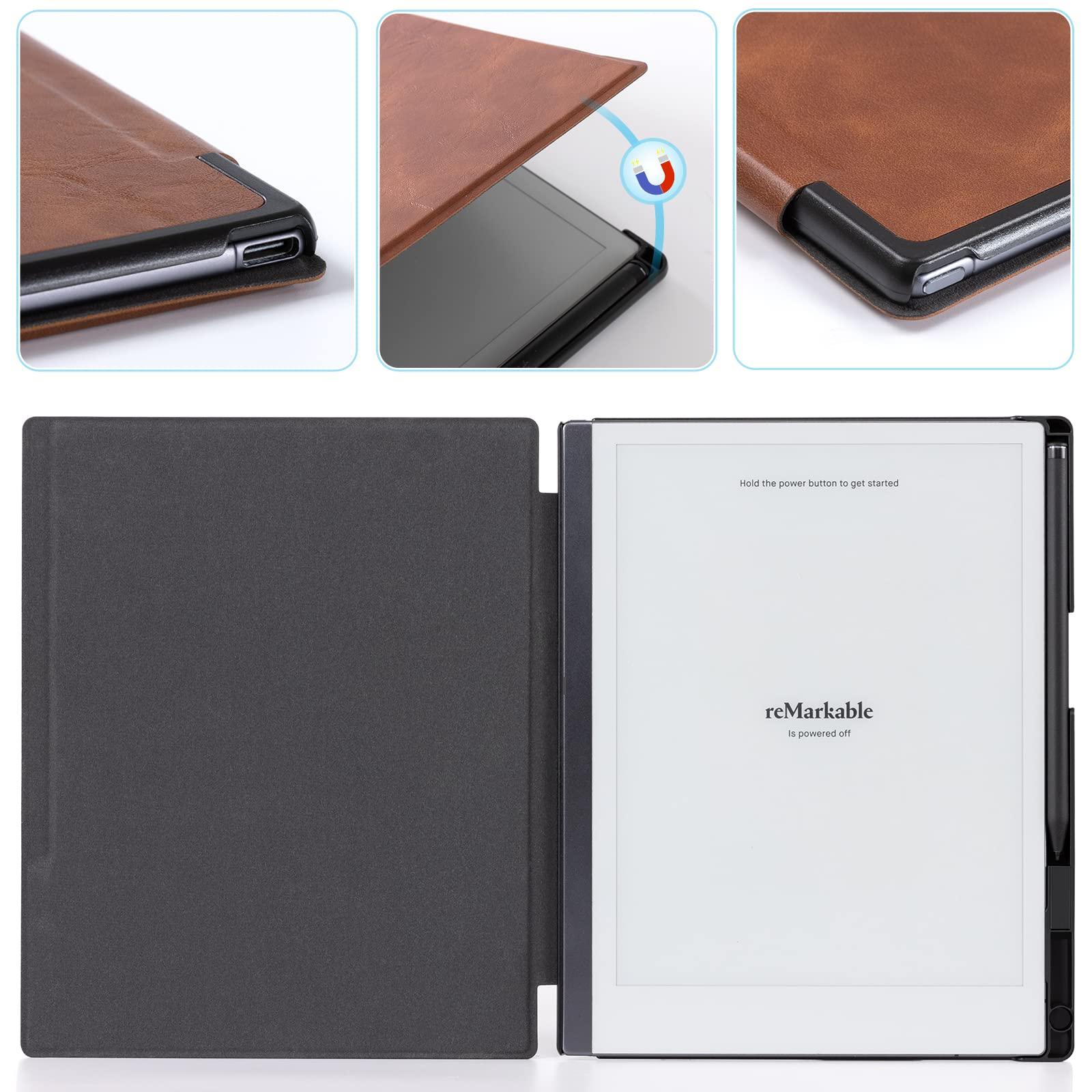 CoBak CoBak Case for Remarkable 2 Paper Tablet - Lightweight and Hard Back Shell Protective Book Folio Cover with Built-in Pen Holder - for 10.3\" 2020 Released (Brown)